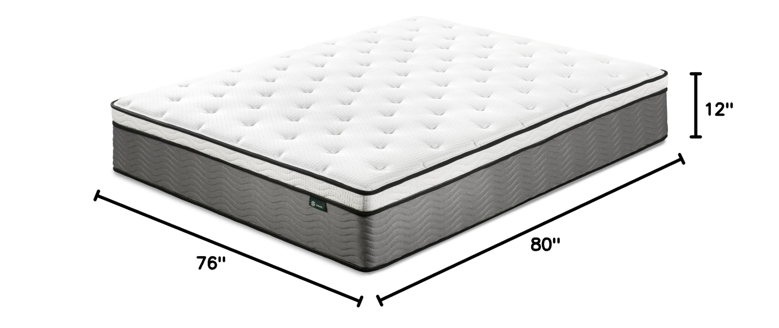 ZINUS 12 Inch True Support Hybrid Mattress - King Size Fiberglass Free Medium Firm Bed with Motion Isolation | CertiPUR-US Certified Foams & Fabric | Boxed Mattress for Master Bedroom & Guest Room