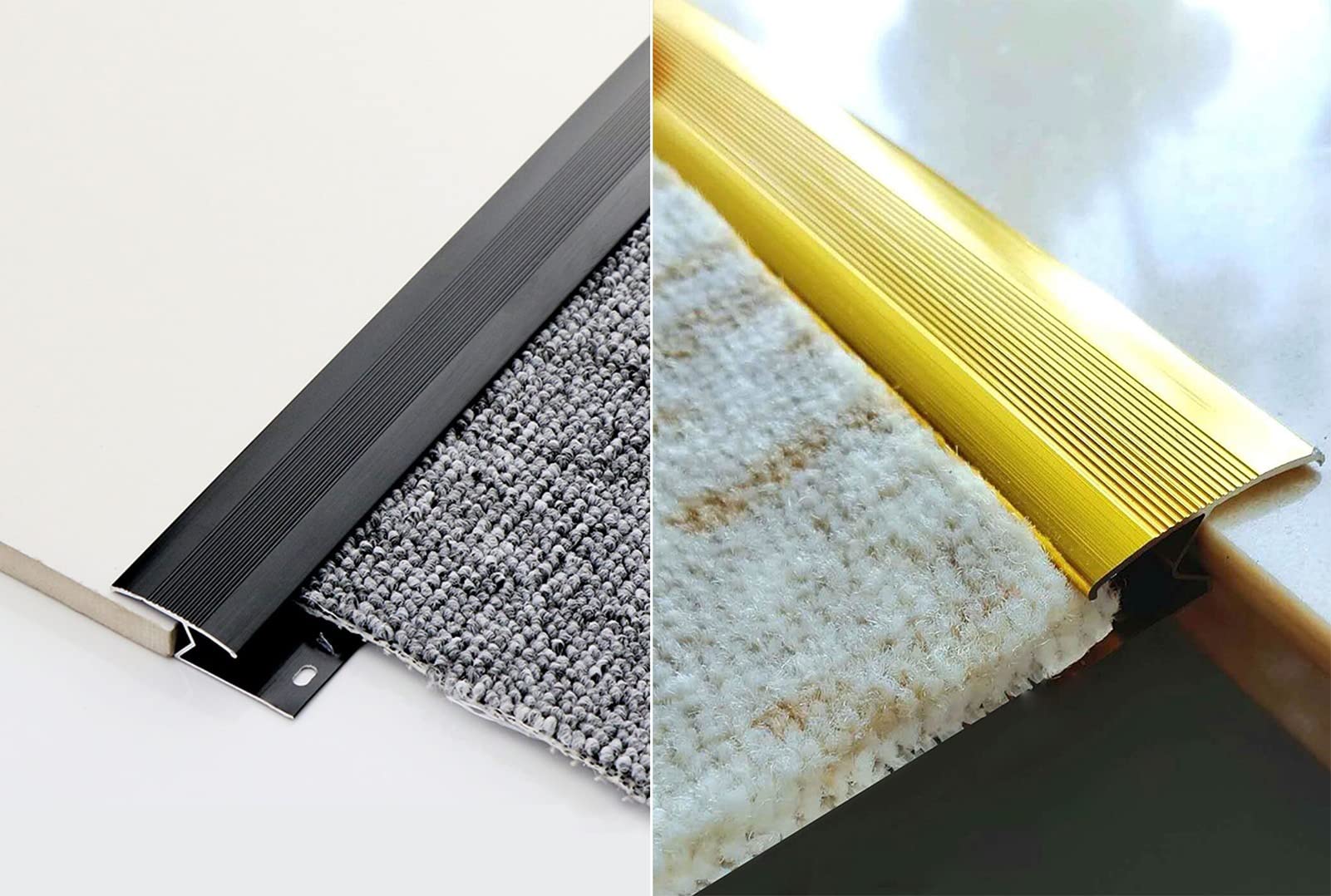 MBROS Customizable Carpet Threshold Strip - Aluminum Alloy Transition Strip for Smooth Flooring Between Carpet to Wood, Tile & Hard Floors | Perfect for Doorways, Stair Edges & Room Dividers | Durable Home & Office Flooring Solution