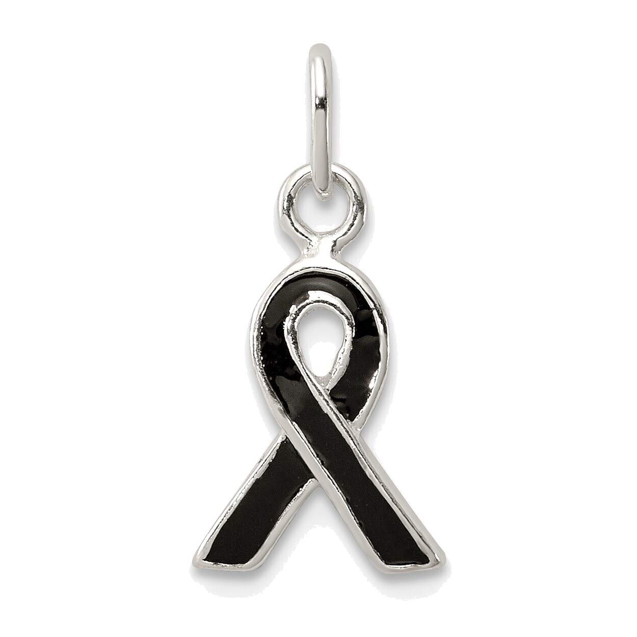 Bonyak Sterling Silver Black Enamel Awareness Charm Bracelet - Ribbon Symbol for Cancer Support & Disease Awareness - Perfect for Fundraisers, Gifts & Everyday Wear