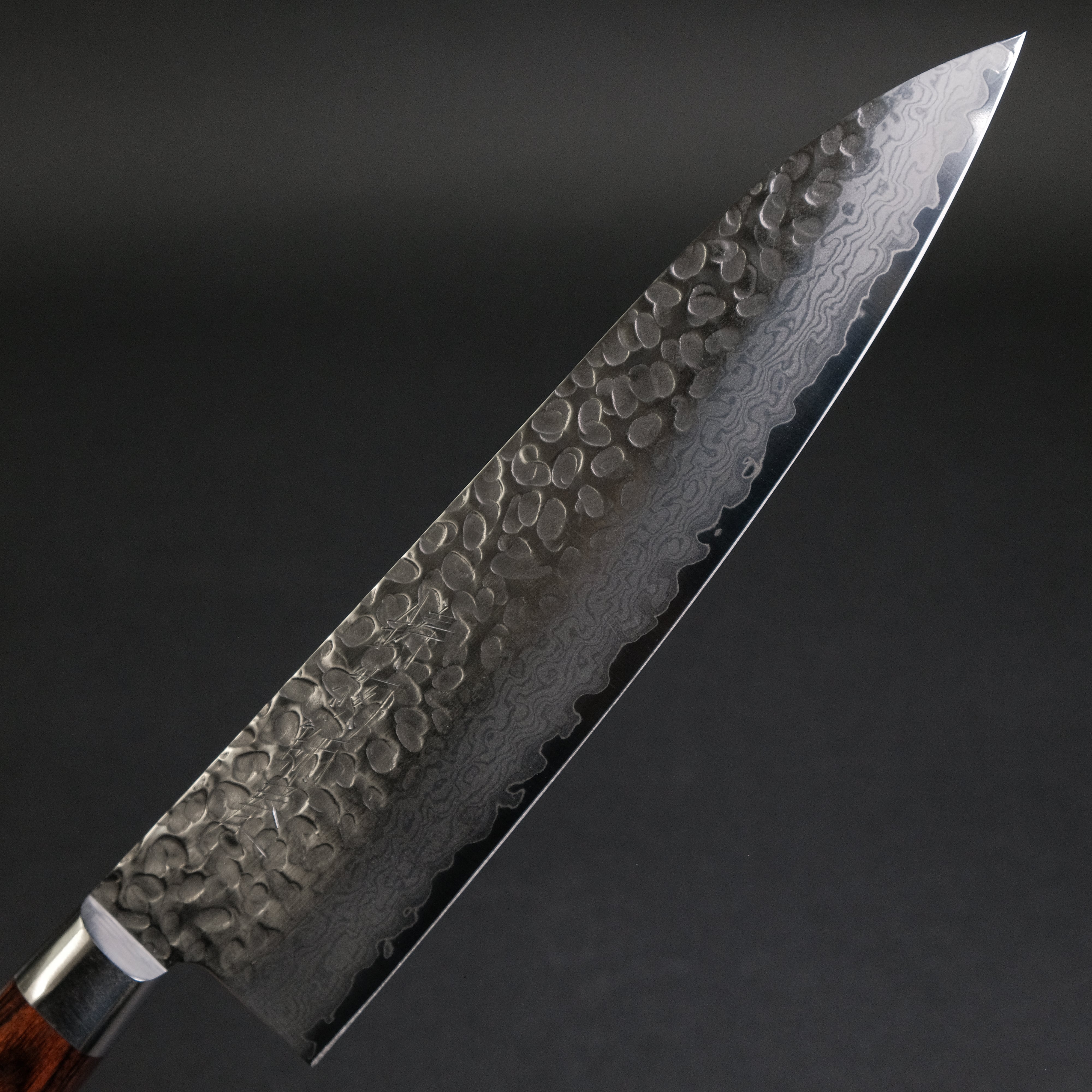 Hitohira Imojiya ST Tsuchime Damascus Gyuto 210mm Japanese Chef Knife - Hand-Forged Stainless Steel Blade with Imitation Mahogany Handle (Yo Handle) - Perfect for Sushi, Meat Cutting & Professional Kitchen Use