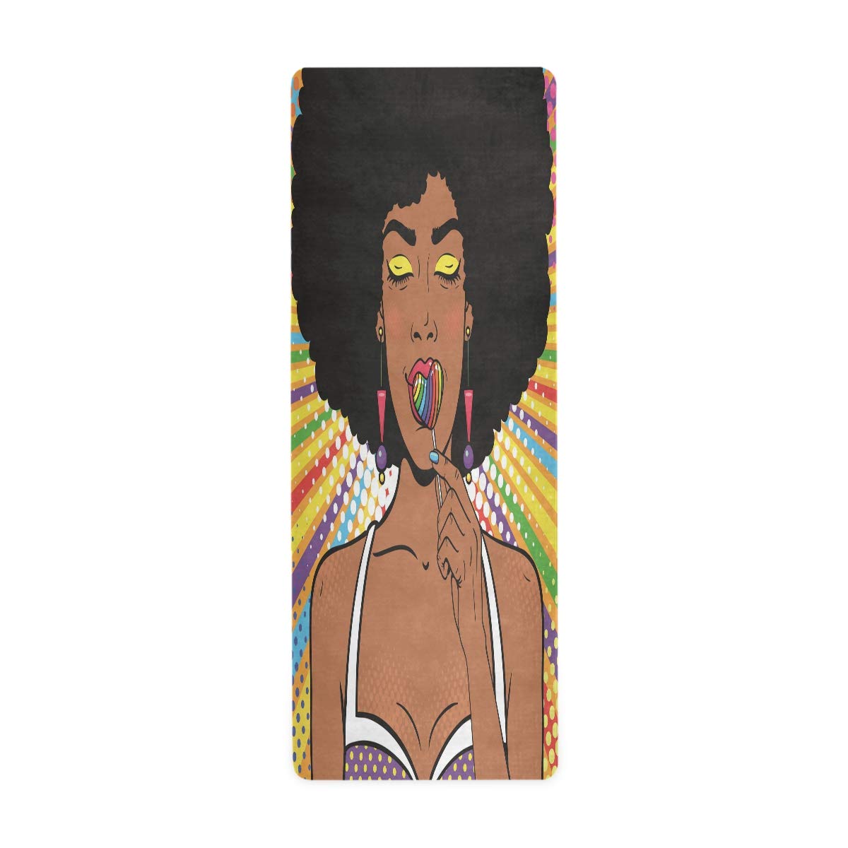 ALAZA Non-Slip Yoga Mat for Women with Afro Hair - Premium Fitness Exercise Mat for Yoga, Pilates & Floor Workouts - Perfect for Home Gym, Studio & Outdoor Yoga Sessions