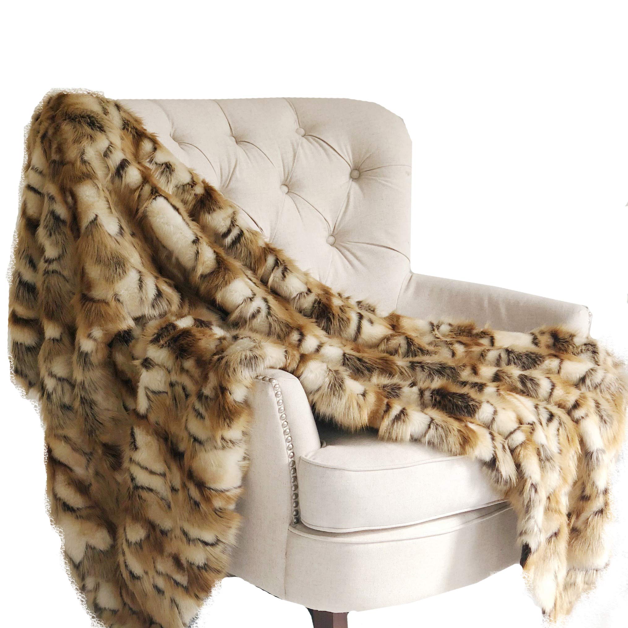 Luxury Faux Fox Fur Throw Blanket - 48