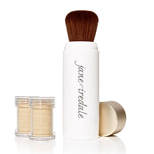 Jane Iredale Amazing Base Refillable Mineral Powder Brush with SPF 20/15 - Buildable Coverage for Flawless Makeup Application, Perfect for On-the-Go Touch Ups & Daily Sun Protection