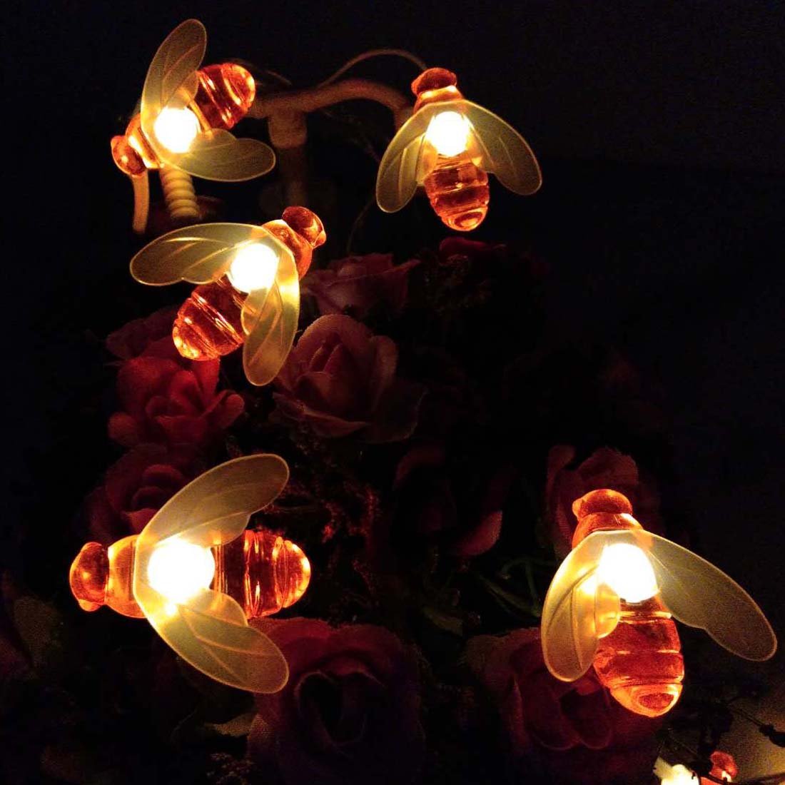 Honeybee Fairy String Lights - 20 LED 7.5Ft Battery Powered LED Lights for Wedding, Party, Christmas Decorations, Garden, Patio, Bedroom, Nursery, Outdoor & Indoor Use