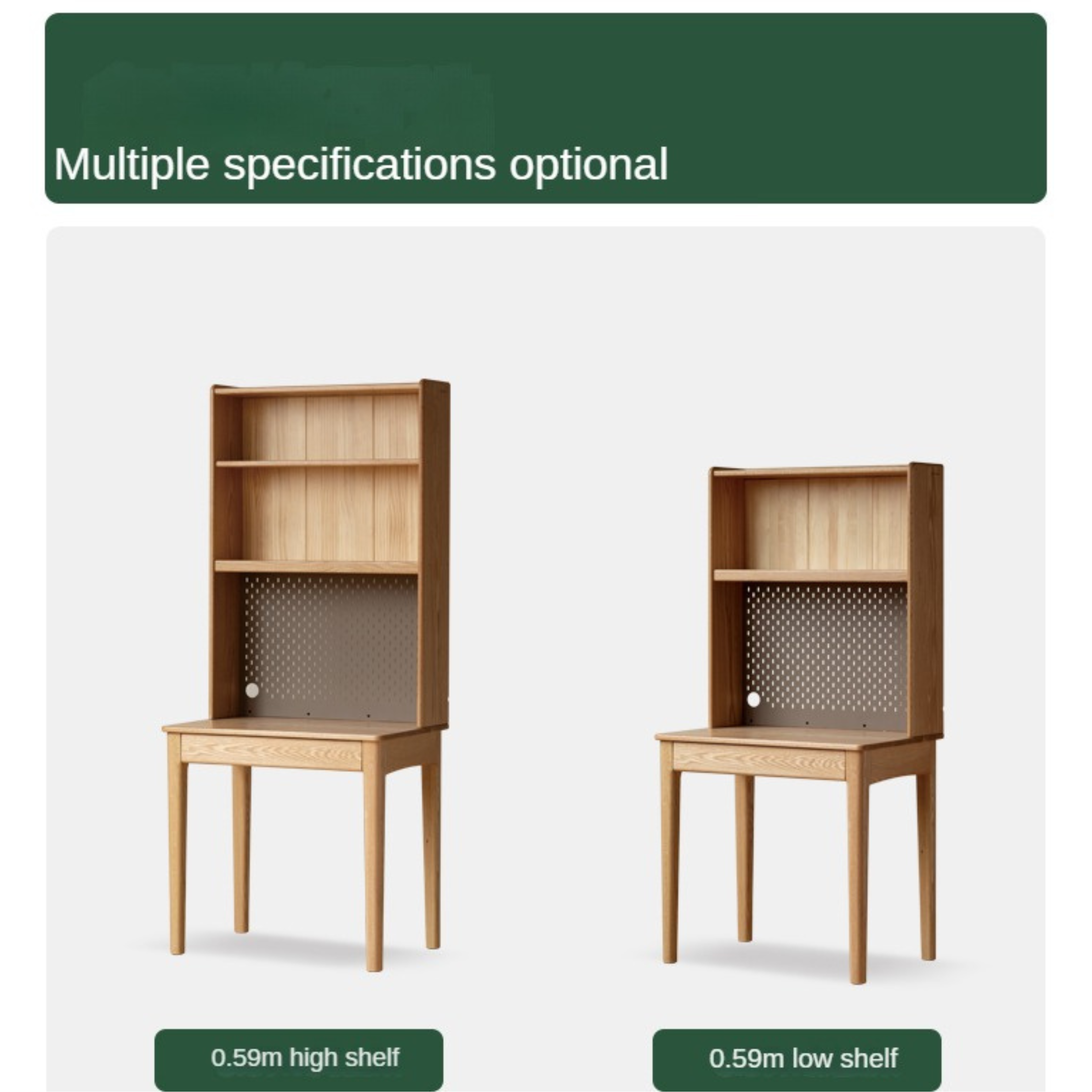 Modern Oak Solid Wood Desk with Bookshelf - Stylish Home Office Furniture for Workspace & Study Room Organization
