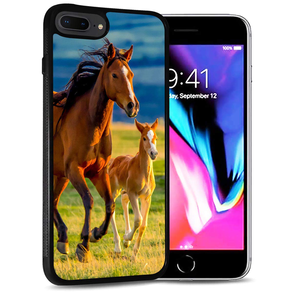 Durable Soft Protective Phone Case for iPhone 8, iPhone 7, iPhone SE 2 (2020) - Horse Pony Design - Shockproof Slim Cover for Everyday Use & Outdoor Activities