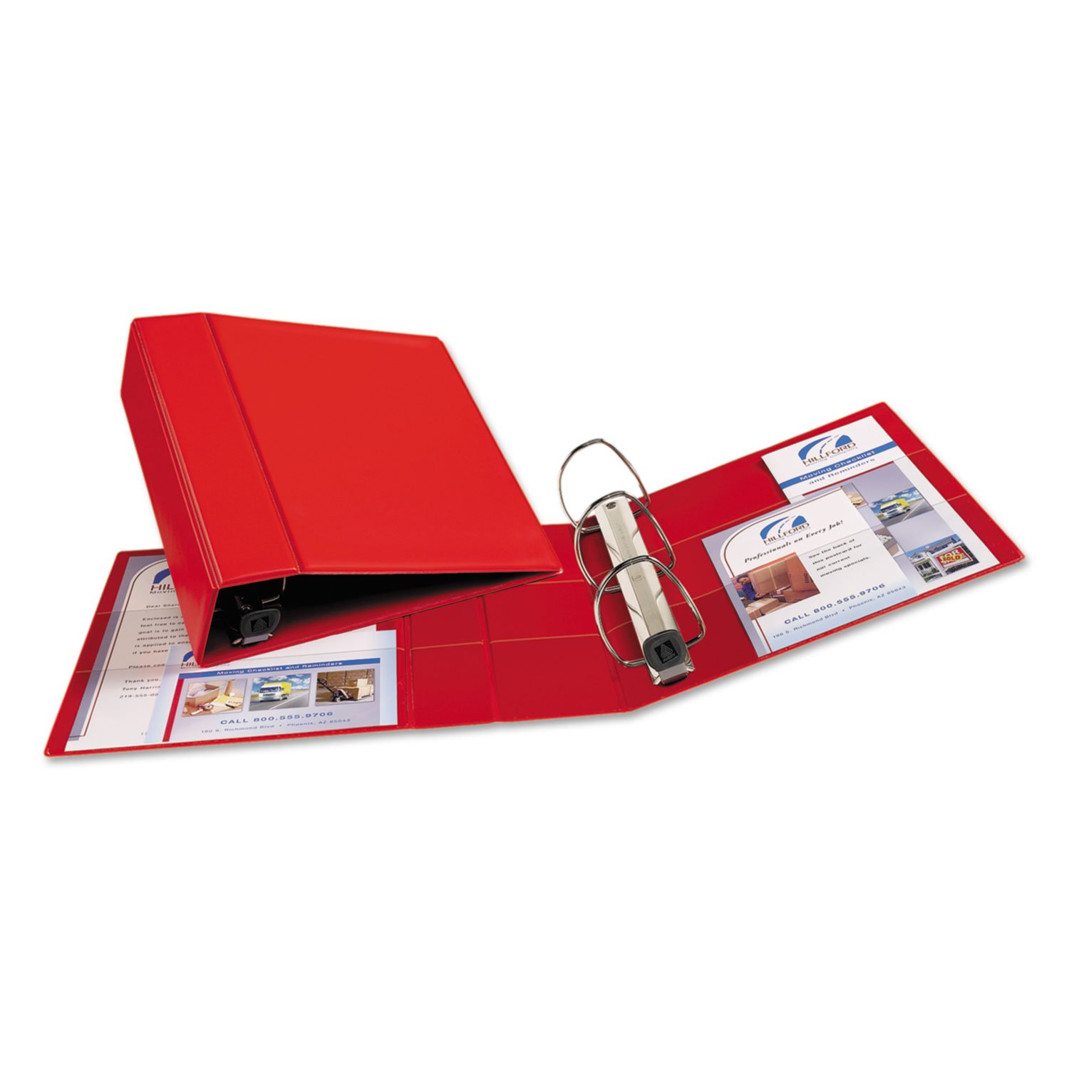 Avery Heavy-Duty 3 Ring Binder with One Touch EZD Rings - 4 Inch Capacity, 4.5 Inch Spine, Durable Red Binder (Model 79584) - Perfect for Office, School, and Document Organization