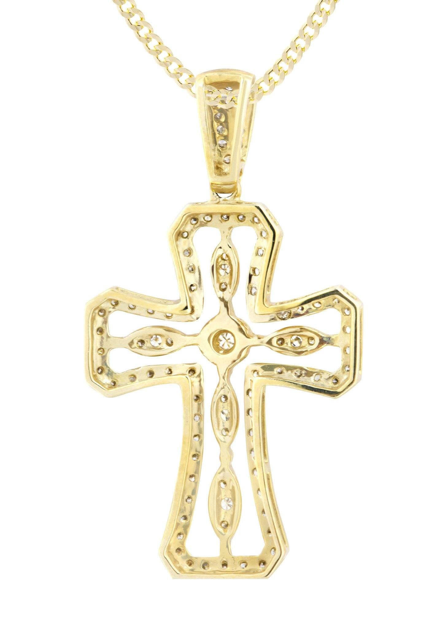 14K Yellow Gold Diamond Cross Pendant Necklace - 0.66 Carat Genuine Diamond Jewelry for Women - Perfect for Gifts, Weddings & Religious Occasions