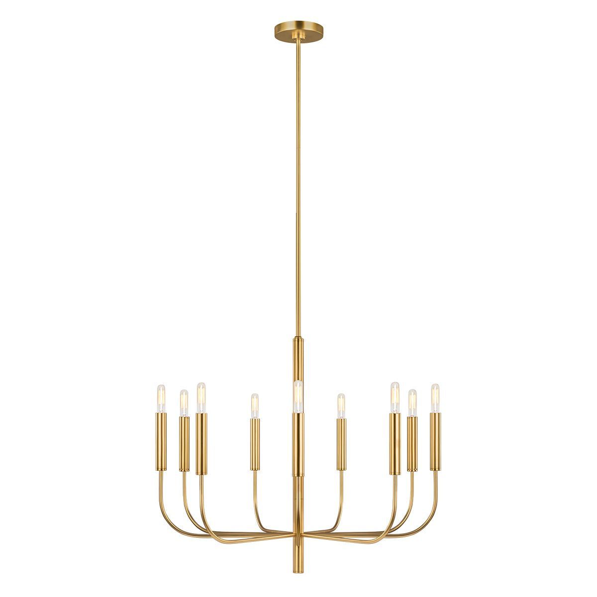 Brianna 9-Light Chandelier Ceiling Fixture in Brass/Polished Nickel Finish - Elegant Dining Room & Bedroom Lighting for Home Decor
