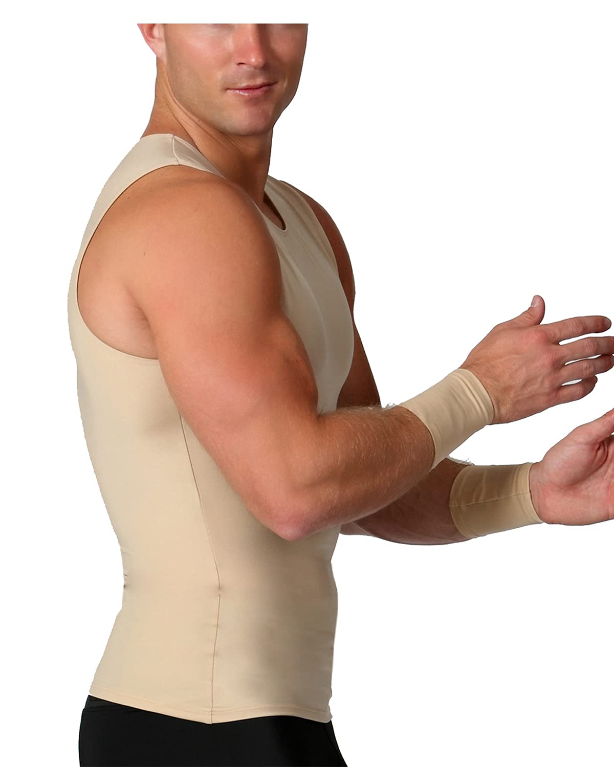 Insta Slim Men's Compression Shapewear - USA Made Sleeveless Crew-Neck Slimming Shirt with Tummy Control for Workout, Gym & Everyday Wear