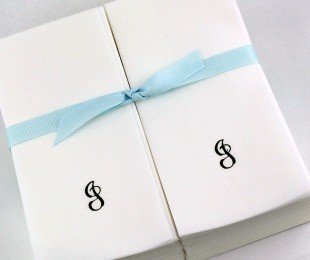 Personalized Black Script Initial J Disposable Linen Guest Hand Towels with Ribbon - 200 Count Bulk Pack - Perfect for Weddings, Parties & Luxury Bathroom Decor