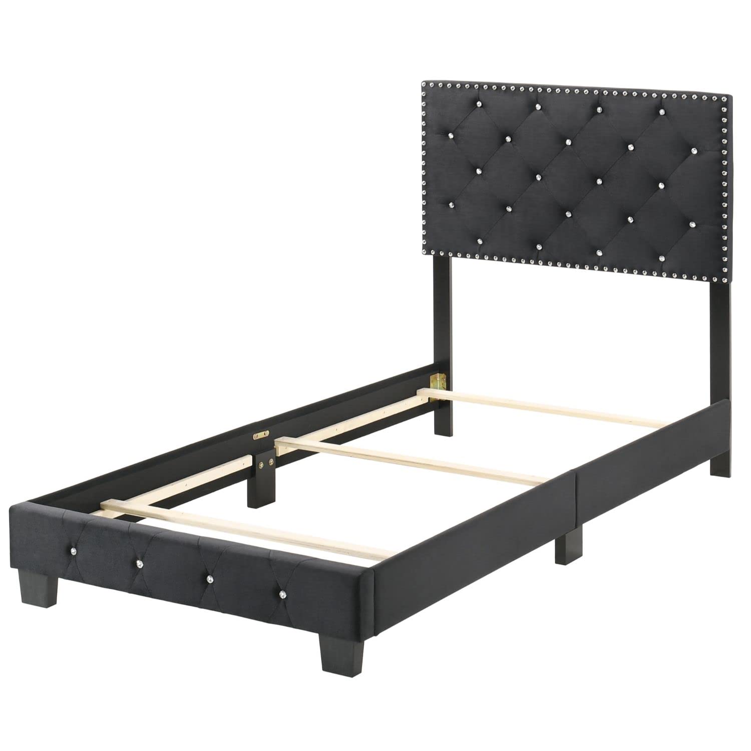 Stylish Suffolk Black Twin Panel Bed Frame - Modern Wooden Bed for Kids & Teens - Perfect for Small Bedrooms & Guest Rooms