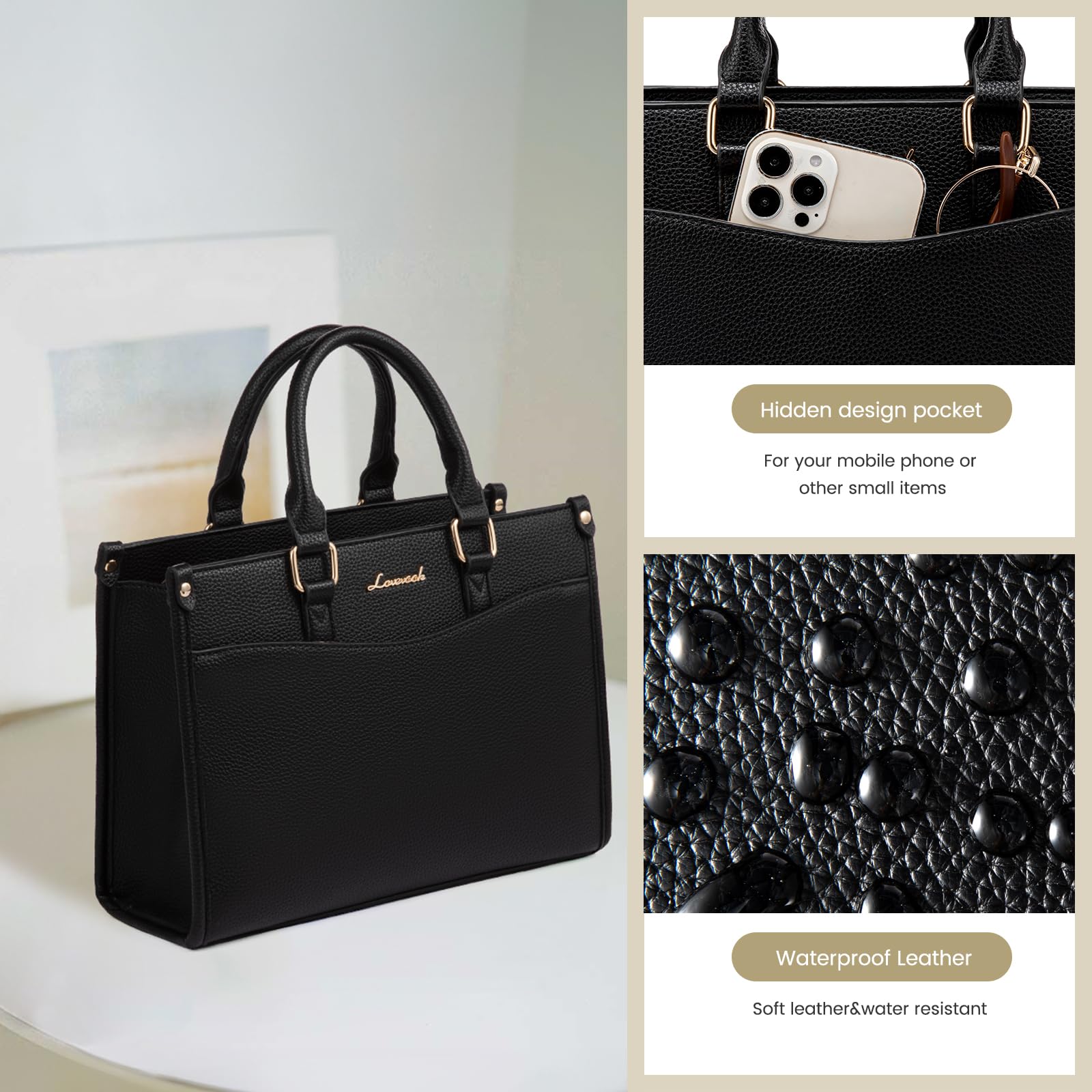 LOVEVOOK Women's Trendy Tote Bag & Crossbody Satchel Purse with Matching Clutch - Stylish Top Handle Handbag for Work, Travel & Everyday Use