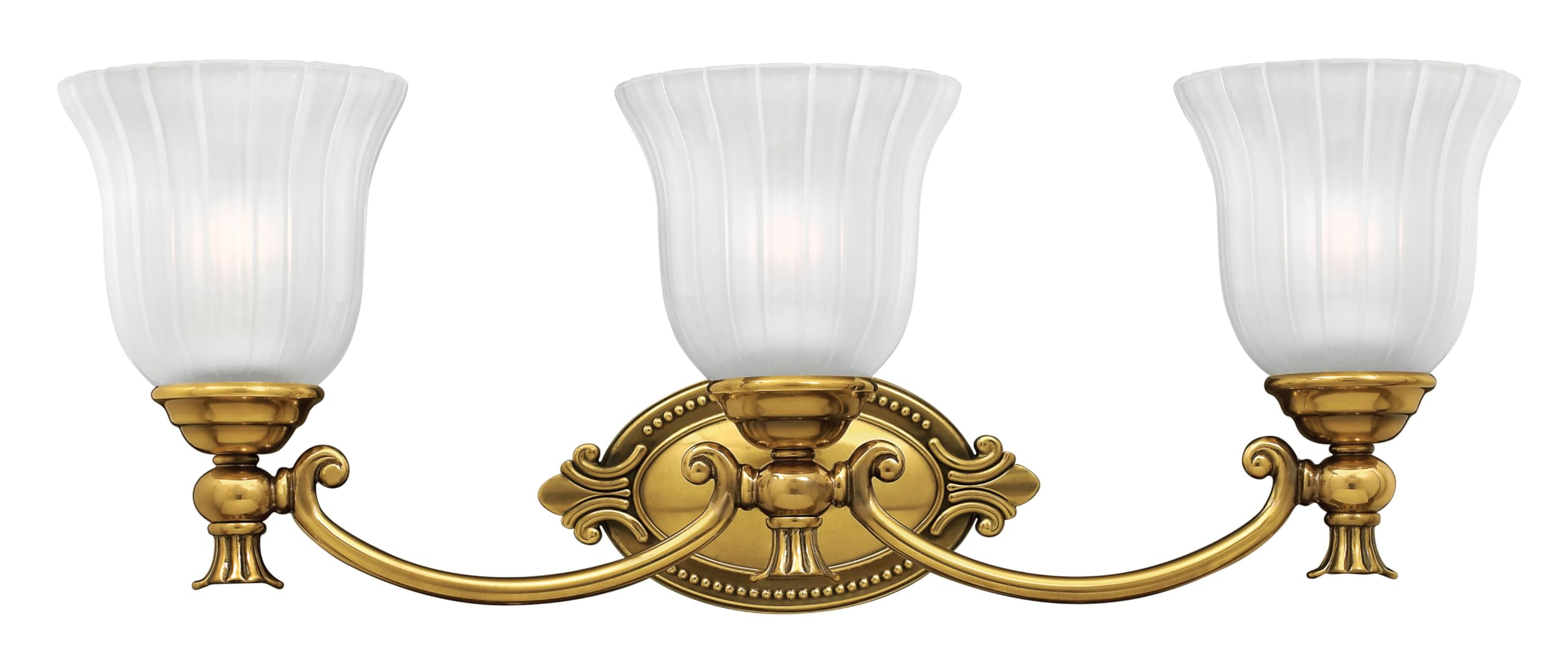 Hinkley Francoise Collection Traditional 3-Light Bathroom Vanity Light Fixture in Burnished Brass - Perfect for Classic Bathroom Decor and Vanity Lighting