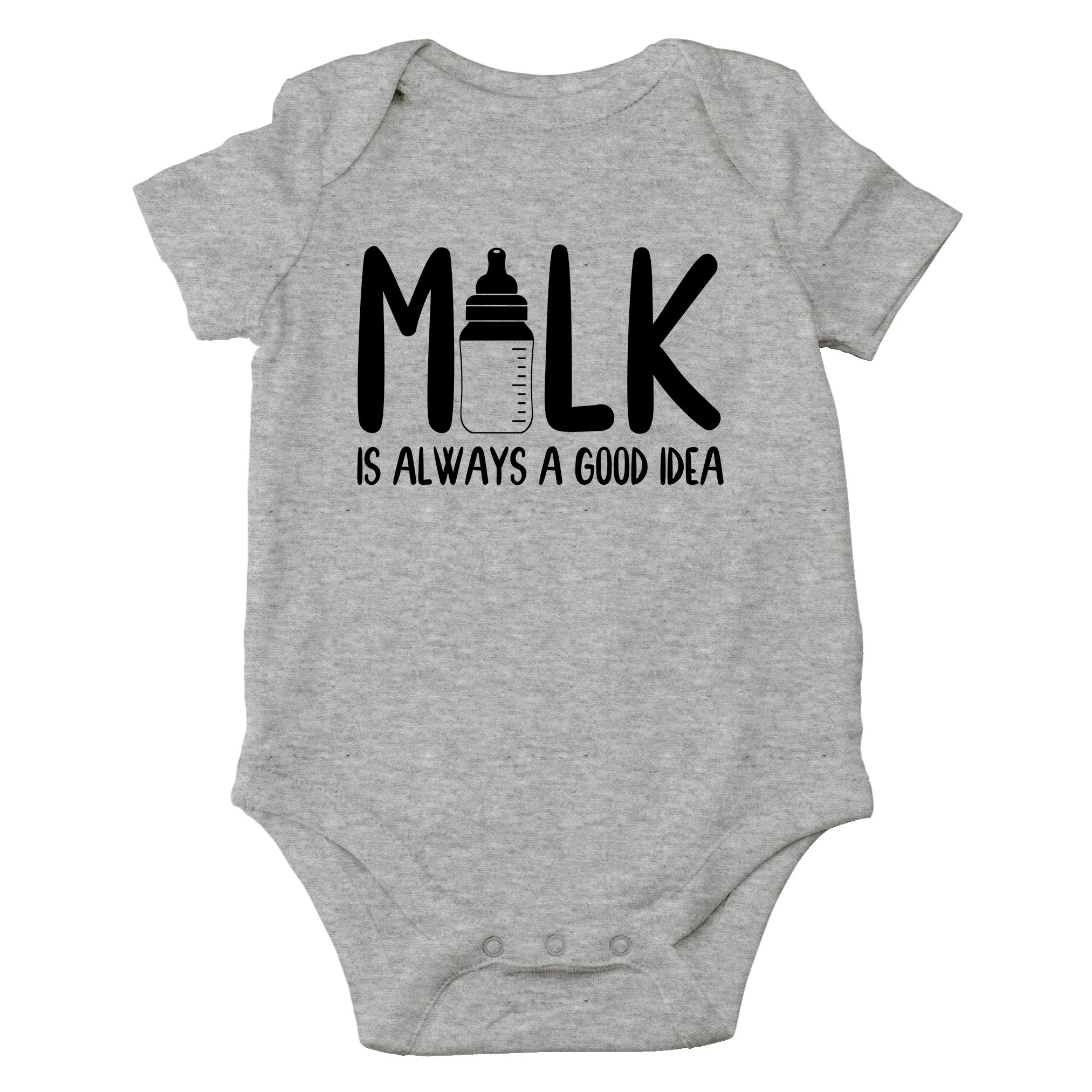 Funny Baby Bodysuit - Milk Is Always a Good Idea Cute Unisex Romper Outfit for Newborn Boys & Girls | Perfect for Playtime, Photo Shoots & Everyday Wear