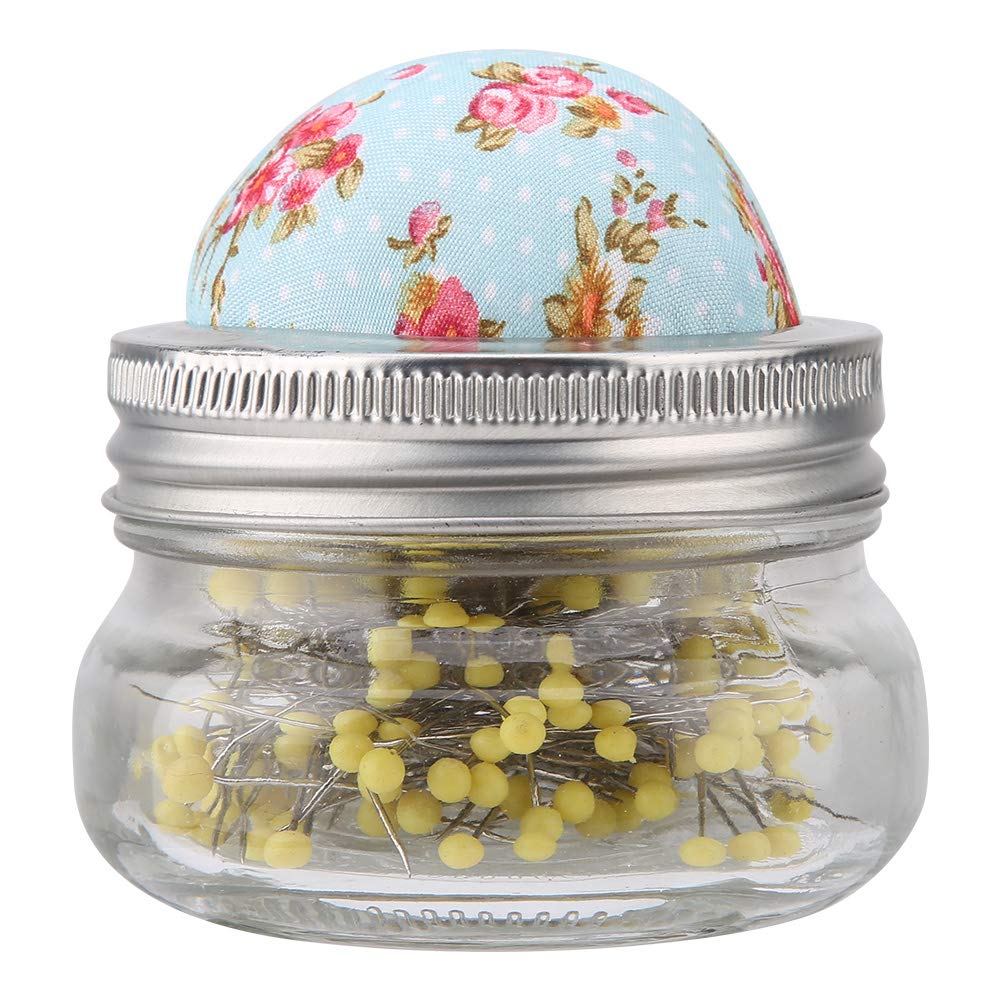 Haosie 200PCS Sewing Pins with Glass Bottle & Pin Cushion - Ball Head Straight Quilting Pins Kit for Sewing, Crafting & DIY Projects | Perfect for Dressmaking, Fabric Arts & Home Sewing Needs