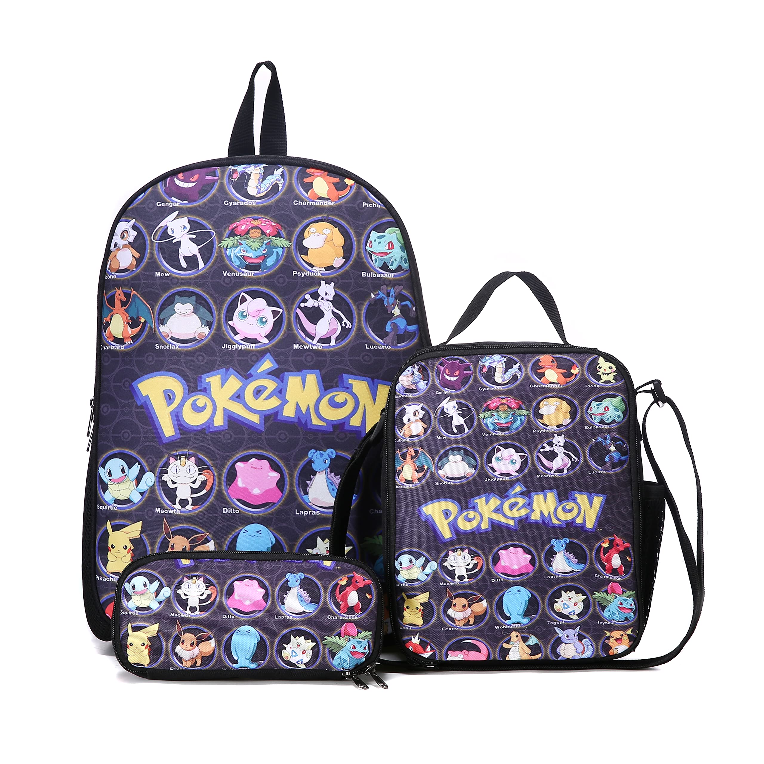 **Cute Waterproof Backpack for School - 3-Piece Set with Lunch Box & Pencil Case for Kids, Boys & Teen Girls - 17 Inch Laptop Travel Backpack (Ideal for School, Travel & Daily Use)**