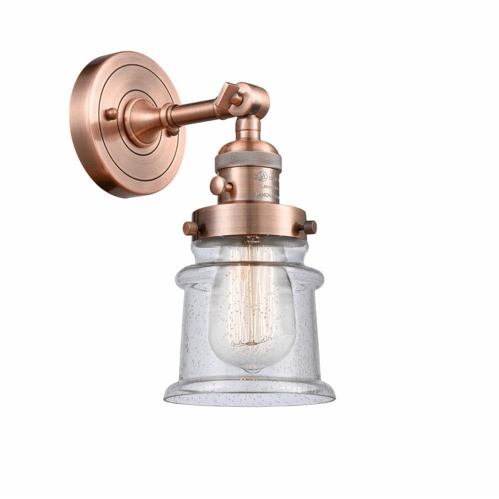 Innovations 203SW-AC-G184S Small Canton 1 Light Wall Sconce - Franklin Restoration Collection, Antique Copper Finish - Perfect for Bedroom, Hallway & Vintage Home Decor Lighting