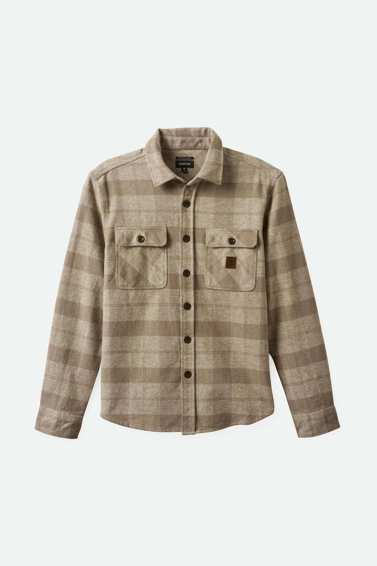 Bowery Heavyweight Long Sleeve Flannel Shirt - Off White & Cinder Grey - Perfect for Outdoor Adventures and Casual Wear
