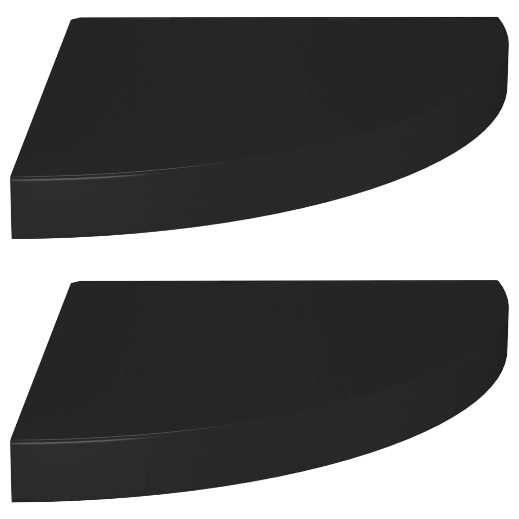Corner Floating Shelves Set of 2 - Black MDF Wall Mounted Corner Shelves 13.8