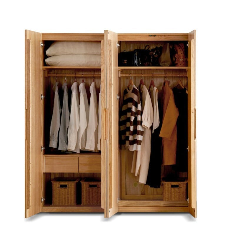 Solid Oak Wood Wardrobe - Premium Quality, Spacious Storage for Bedroom, Closet & Home Organization