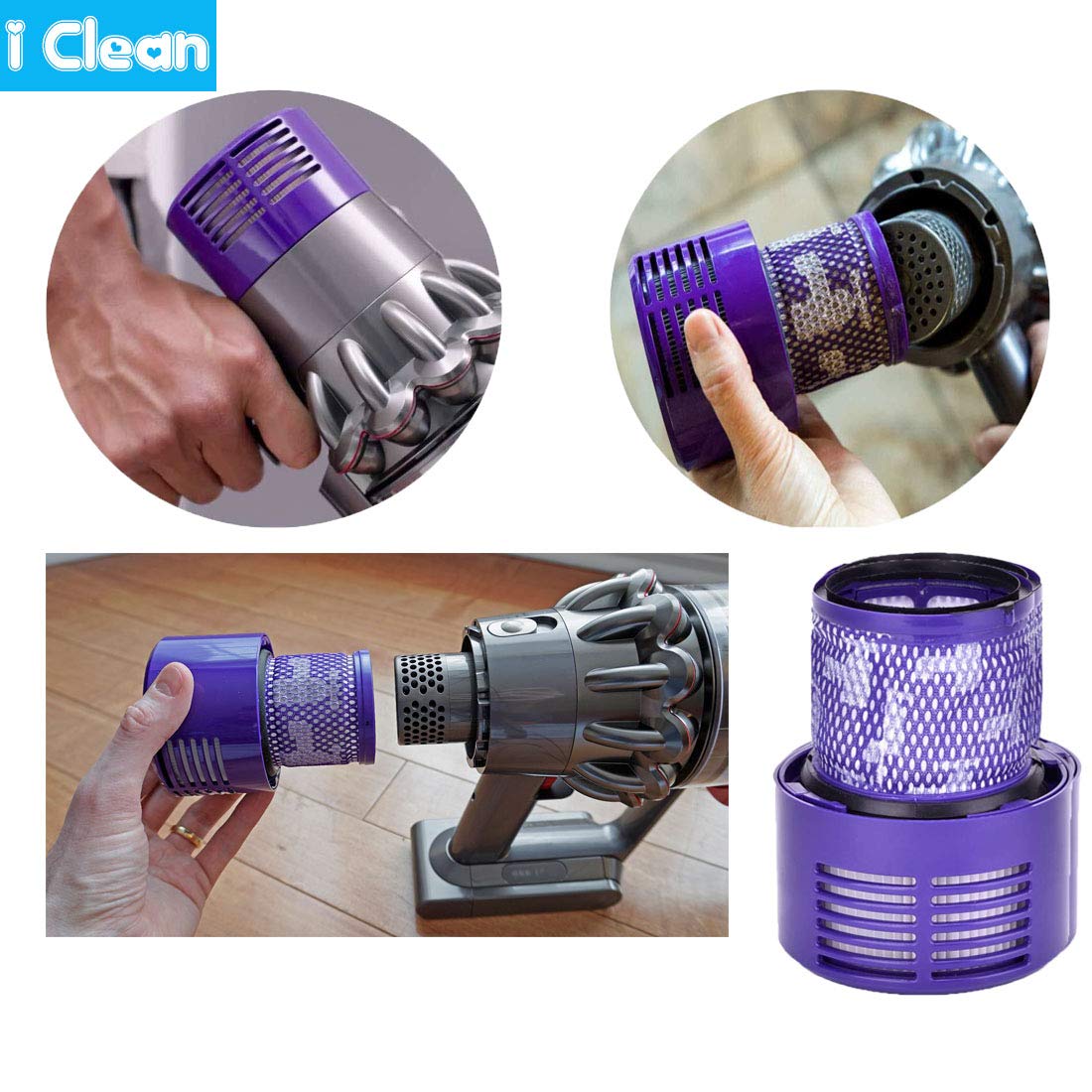 4-Pack Dyson V10 Vacuum Replacement Filters - Compatible with V10 Cyclone, Absolute, Animal, Total Clean, SV12 & V15 Series - High-Efficiency HEPA Filtration for Pet Hair, Dust & Allergens - Perfect for Home Cleaning & Allergy Sufferers