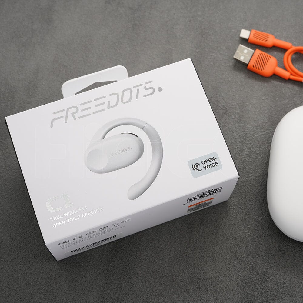 FREEDOTS C1 Bluetooth 5.1 True Wireless Open Ear Earbuds - Hands-Free Calling, HD Sound for Running, Cycling & Office Work