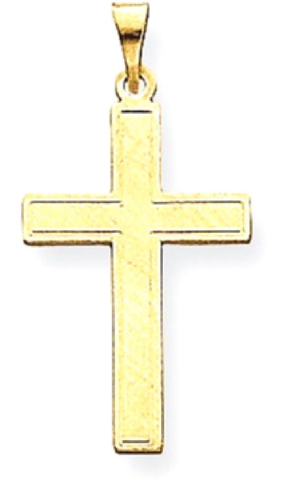14K Solid Yellow Gold Florentine Latin Mexican Holy Cross Necklace - Religious Jesus Christ Charm Pendant for Women & Men - Perfect for Baptism, First Communion, Confirmation & Daily Wear