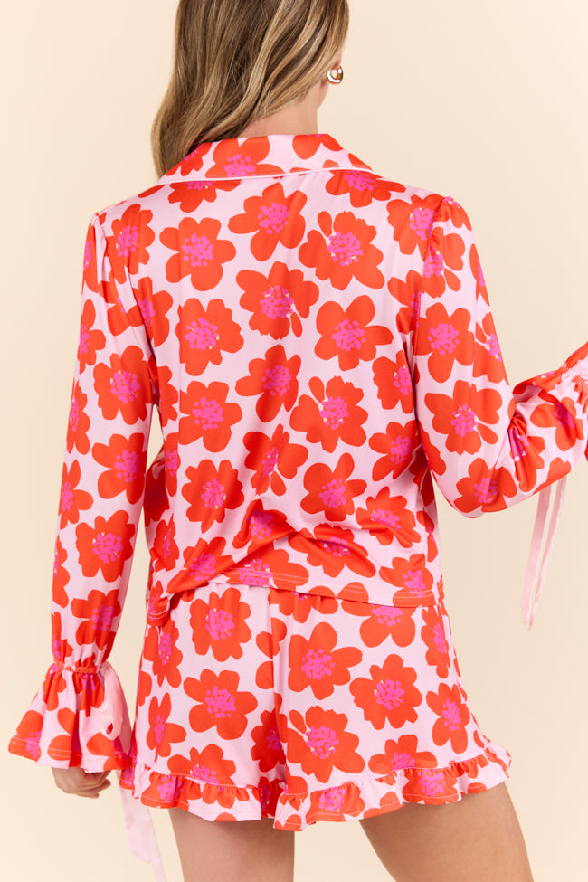 Blooming Bright Night Floral Pajama Set for Women - Soft Sleepwear & Loungewear - Floral Print PJs for Comfortable Nights at Home or Vacation
