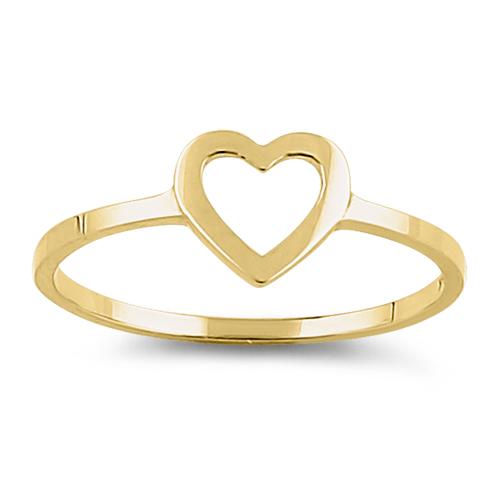 14K Solid Yellow Gold Heart Outline Ring - Elegant & Dainty Jewelry for Women, Perfect for Valentine's Day, Anniversary & Romantic Gifts