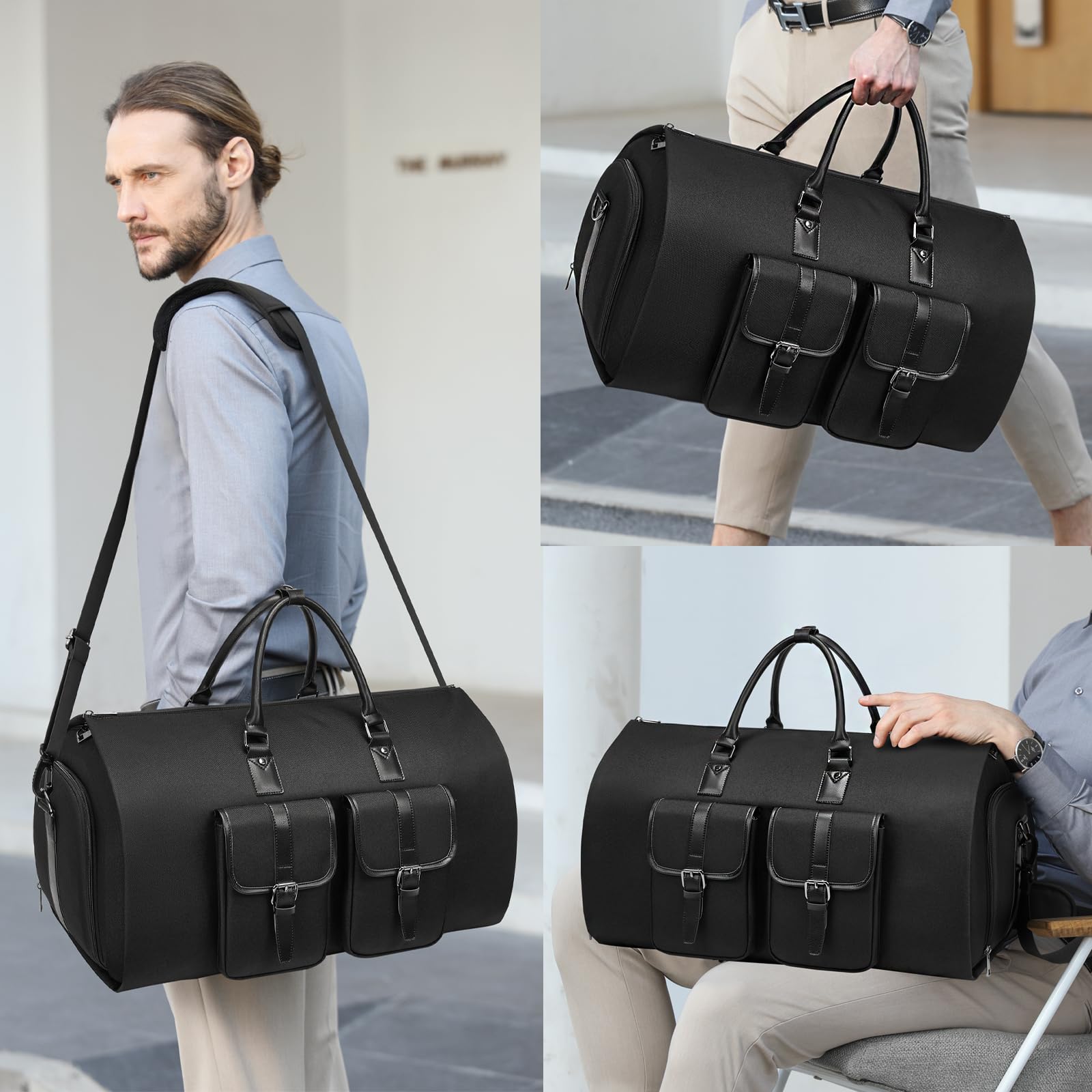 **Waterproof Convertible Carry On Garment Bag for Travel - 2-in-1 Large Luggage Dress & Weekender Bag with Shoe Pouch for Men | Business Trips, Vacations & Formal Events**