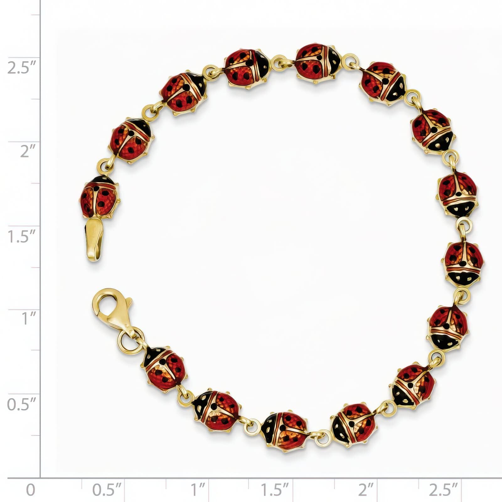 14K Gold Resin Ladybug Charm Bracelet for Women - 7 Inch Adjustable Fashion Jewelry Gift for Birthday, Anniversary & Everyday Wear