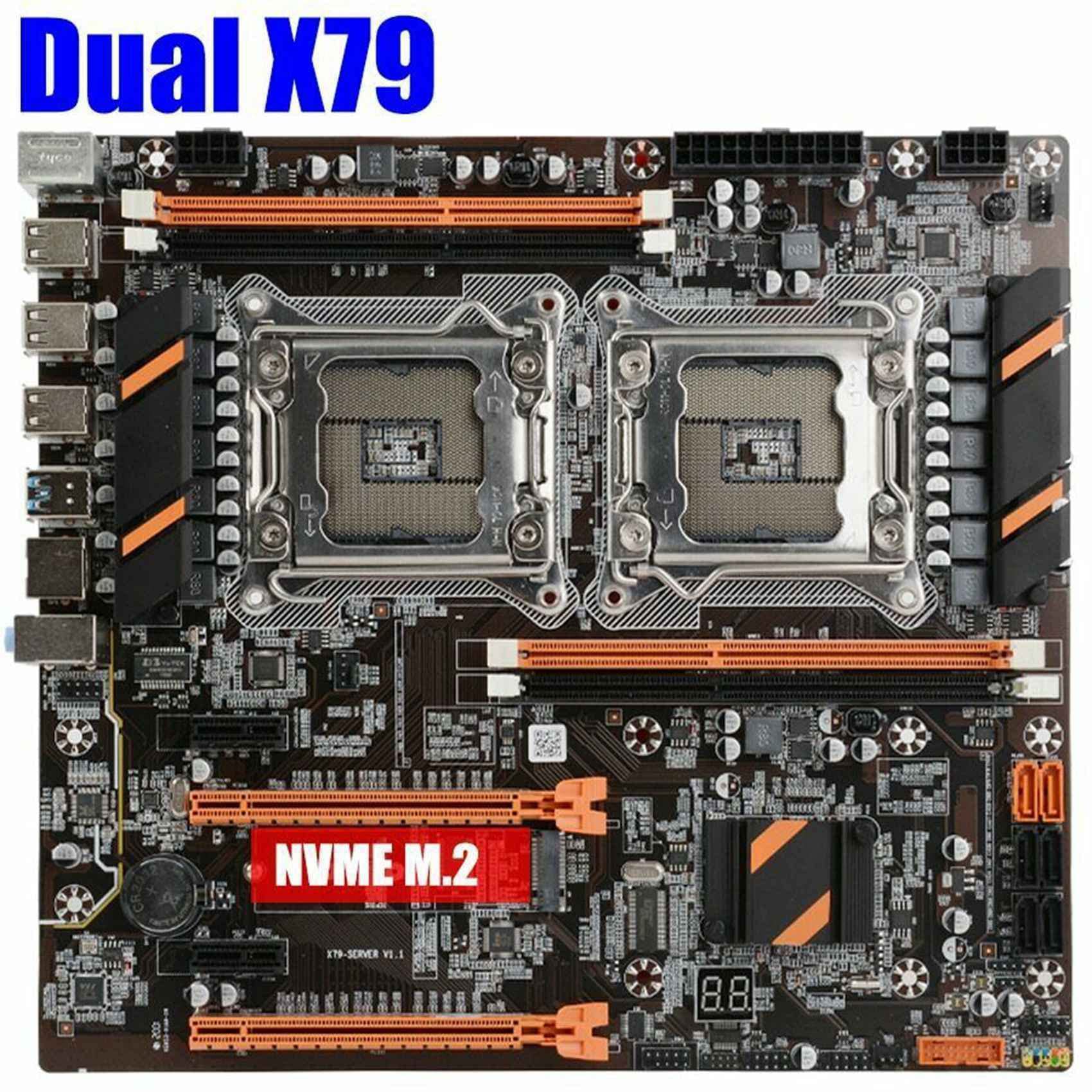 DEARBORN X79 Dual CPU Motherboard with SATA Cable, Switch Cable, Baffle, Thermal Grease & Thermal Pad - High Performance Server Workstation Motherboard for Gaming, Video Editing & Data Processing