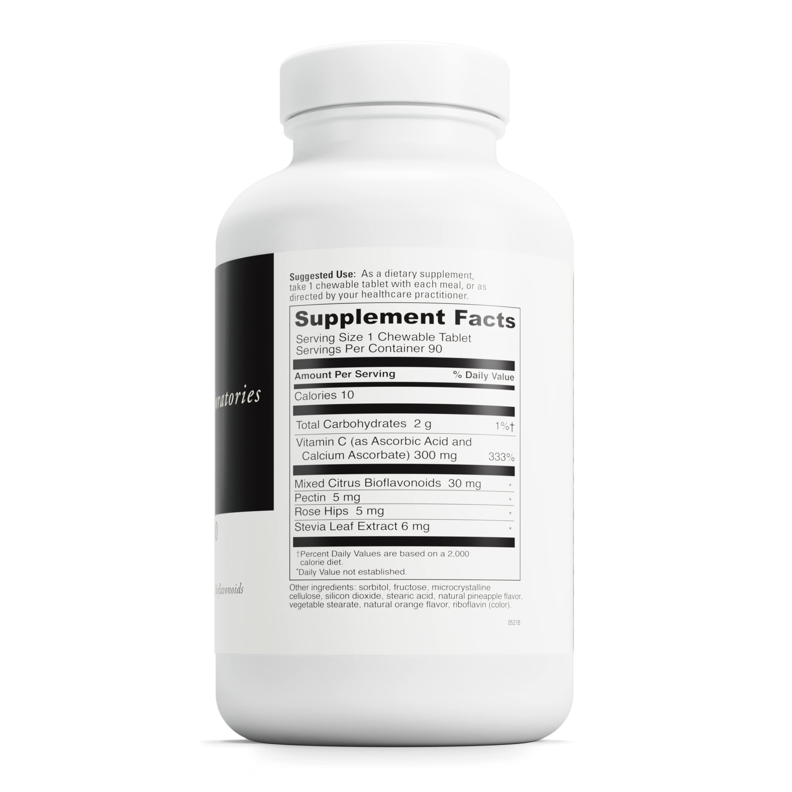 DaVinci Labs Chewable C-300 Vitamin C Supplement - Immune System Support, Cholesterol & Collagen Booster with Pectin - Gluten-Free Orange Pineapple Flavor - 90 Vegetarian Tablets - Perfect for Daily Wellness & Immune Defense