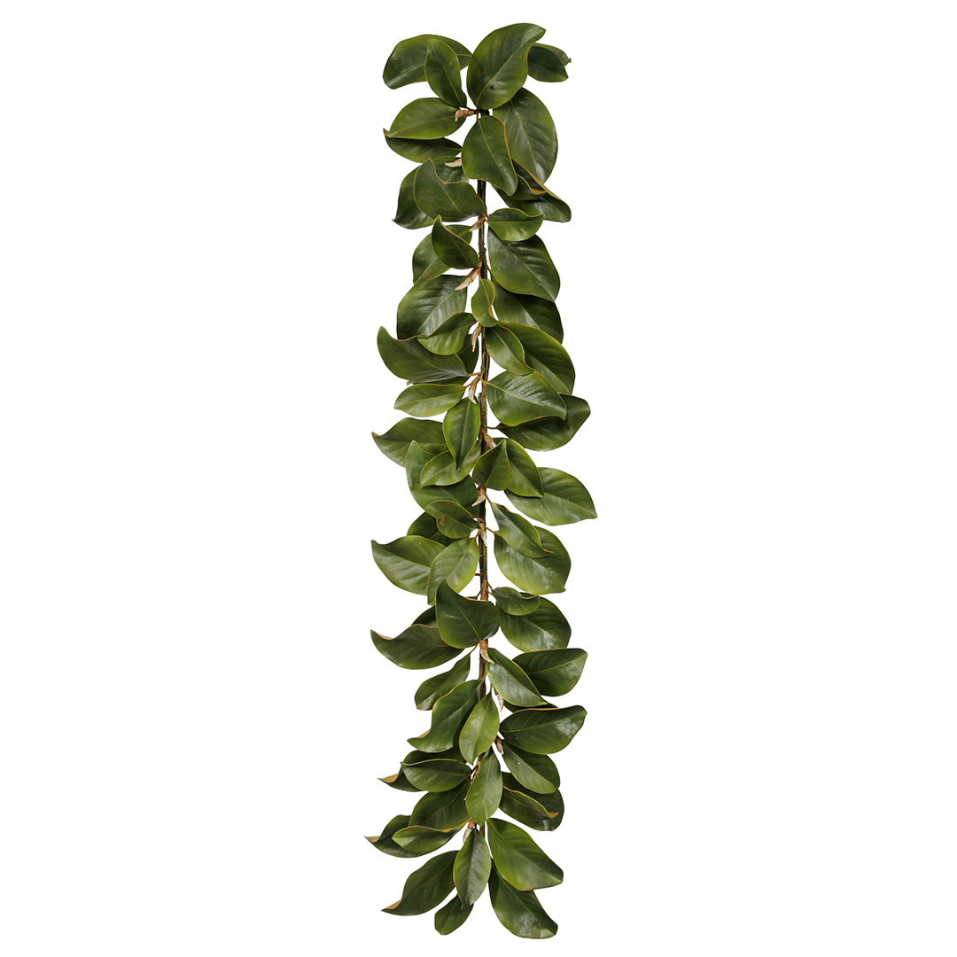 Magnolia Leaf Garland 5 Feet - Artificial Faux Greenery for Home Decor, Wedding, Party, and Seasonal Displays - Perfect for Mantels, Tables, and Walls