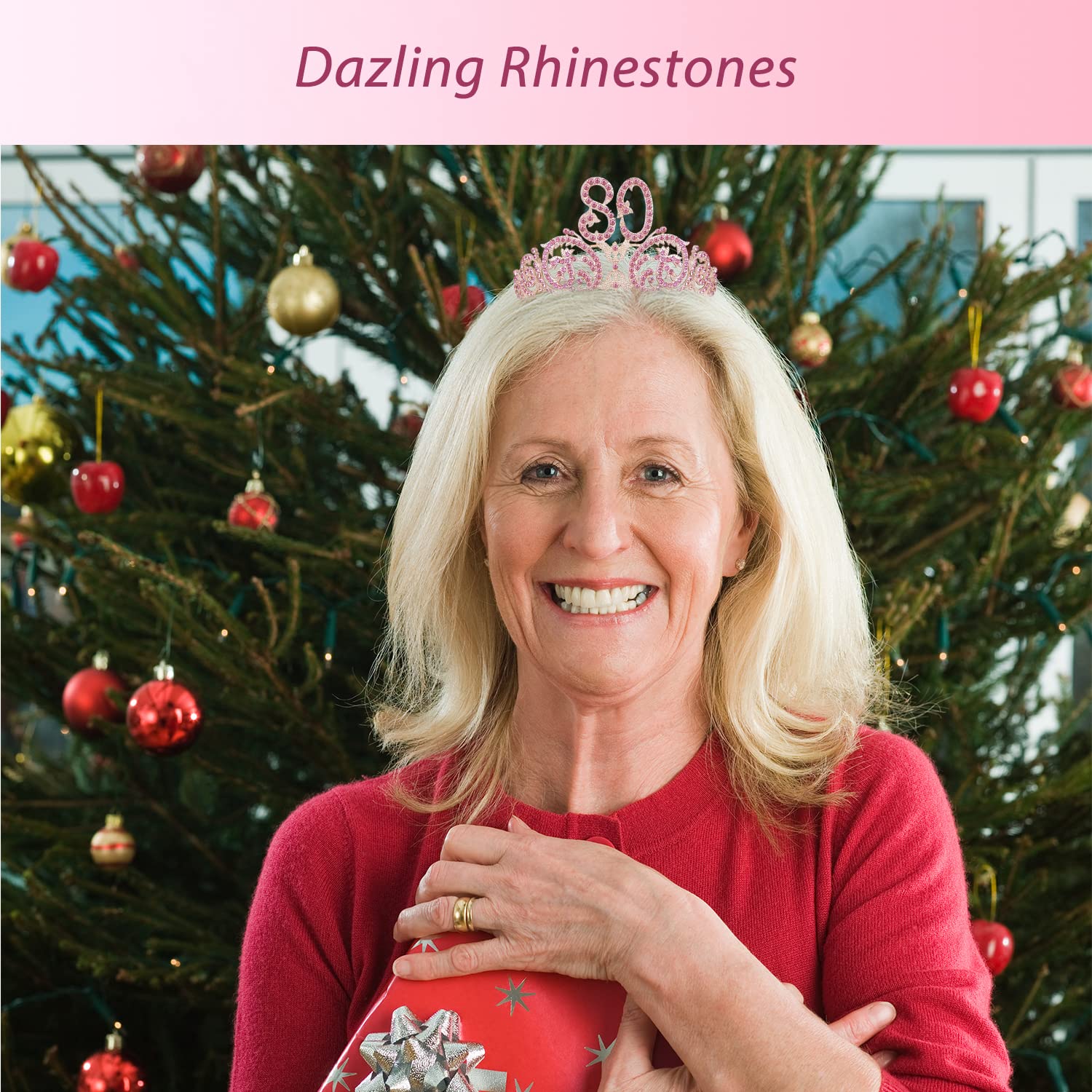 80th Birthday Sash and Tiara Set for Women - Sparkling Glitter Sash & Gold Rhinestone Crown | Elegant 80th Birthday Gift for Mom, Grandma | Perfect for Milestone Celebrations, Parties & Queen of the Day Moments