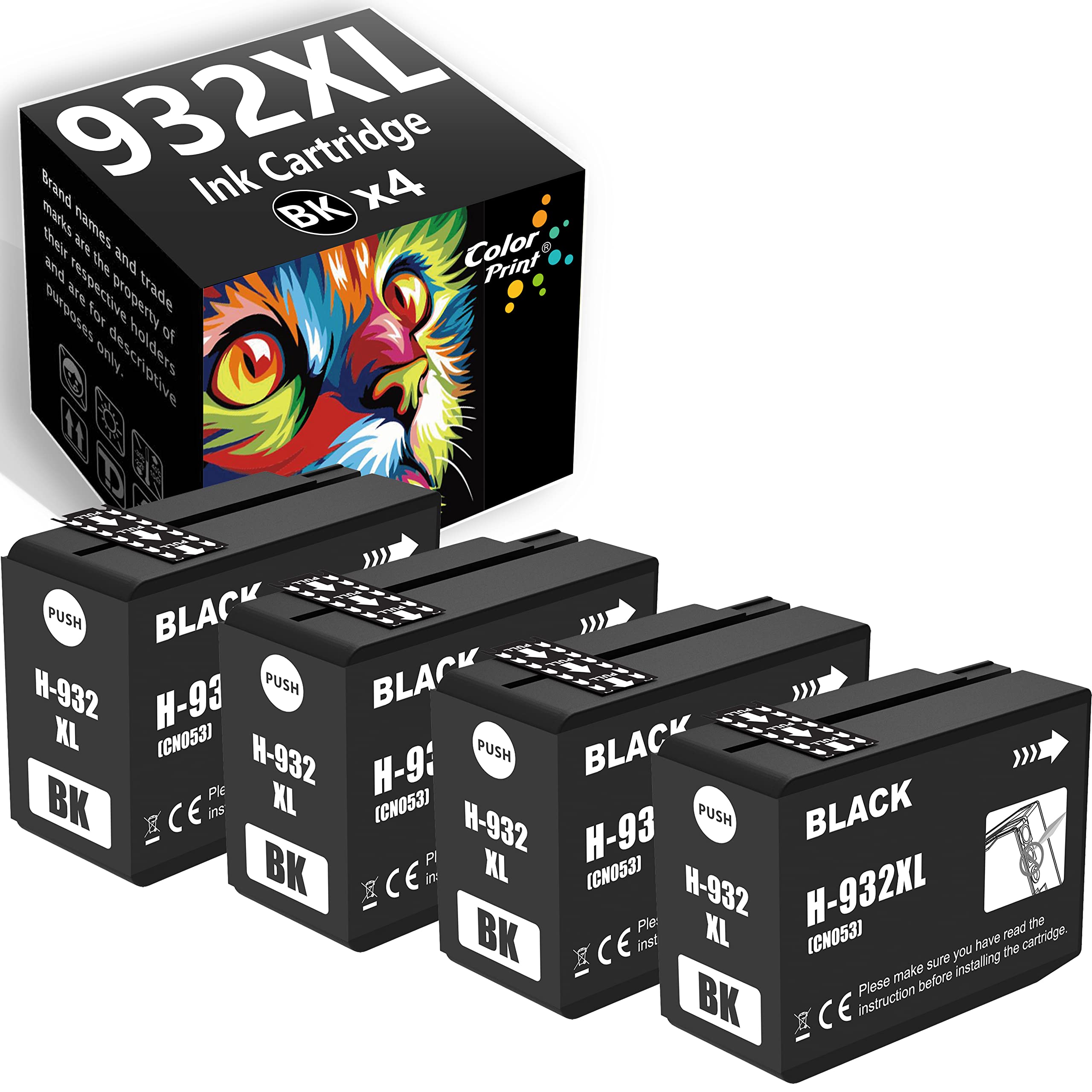4-Pack HP 932XL/933XL Black High Yield Ink Cartridges - Compatible with OfficeJet 6600 6700 7612 6100 7610 7110 7620 7510 Printers - Perfect for Home Office, School Projects & Small Business Printing Needs