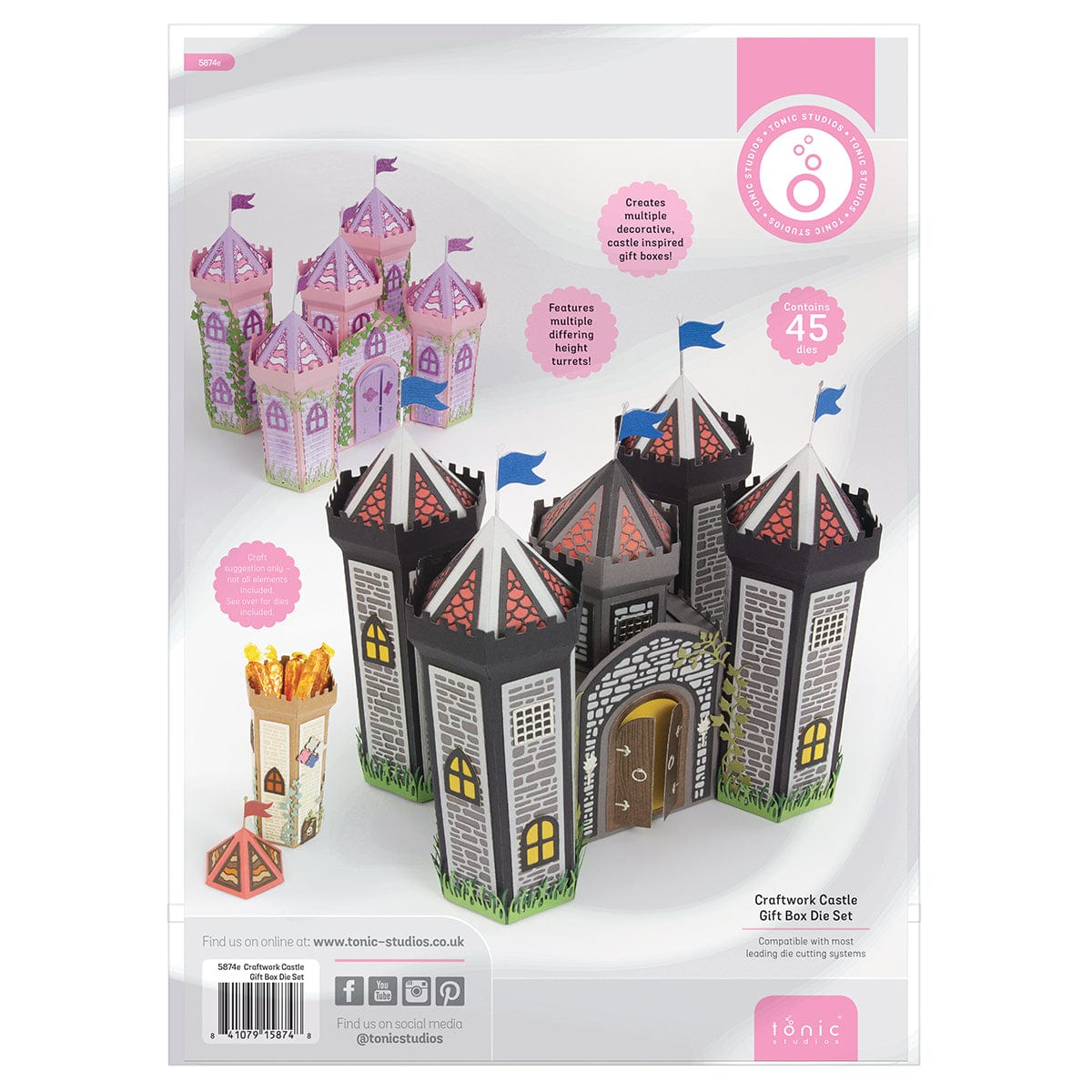 Craftwork Castle Gift Box Die Set 5874e - DIY Scrapbooking, Card Making, and Gift Wrapping Supplies for Creative Projects