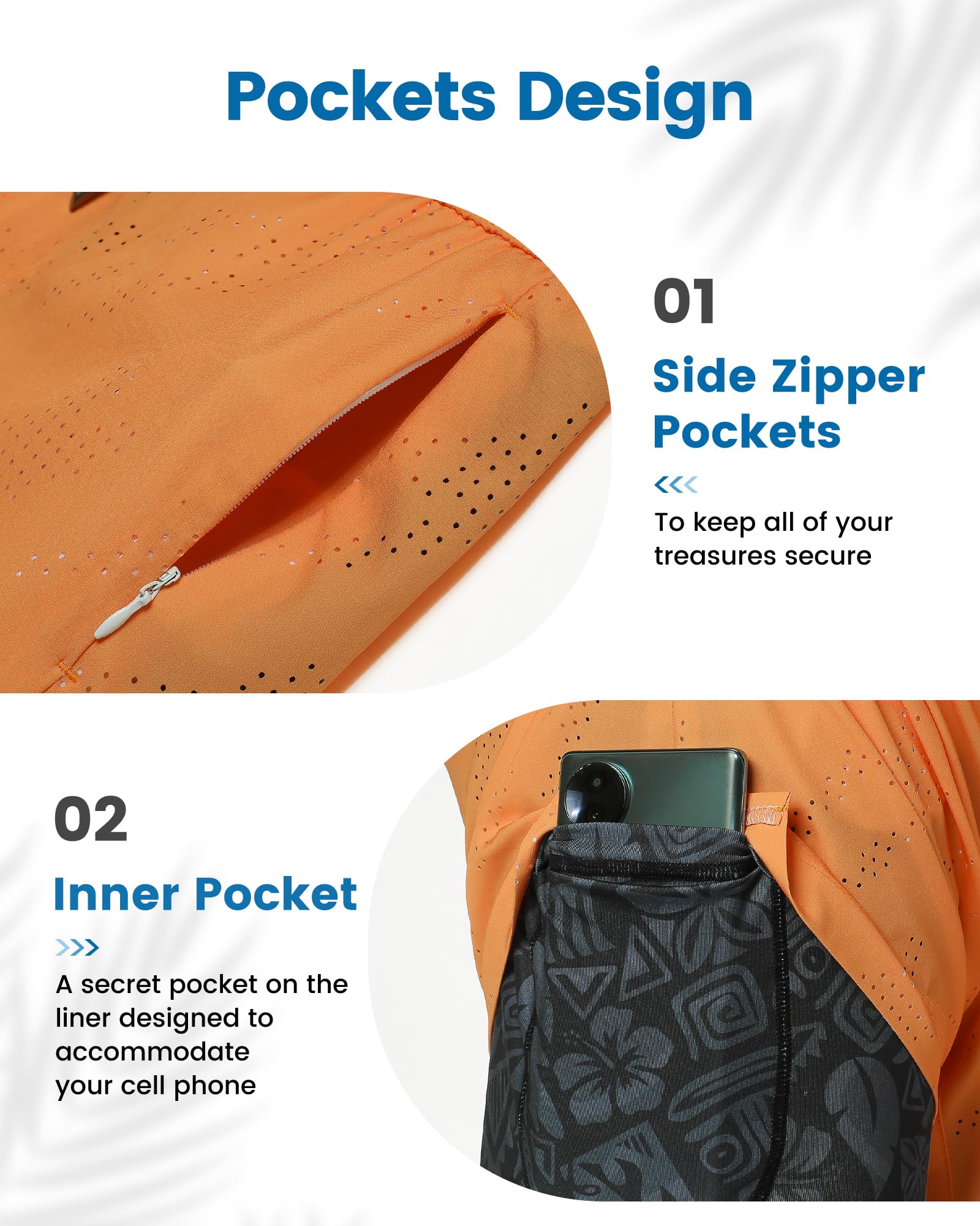 **Maamgic Men's Swim Trunks with Compression Liner – 5 Inch Inseam Quick Dry Board Shorts, Zipper Pockets – Perfect for Swimming, Beach, Pool & Water Sports**