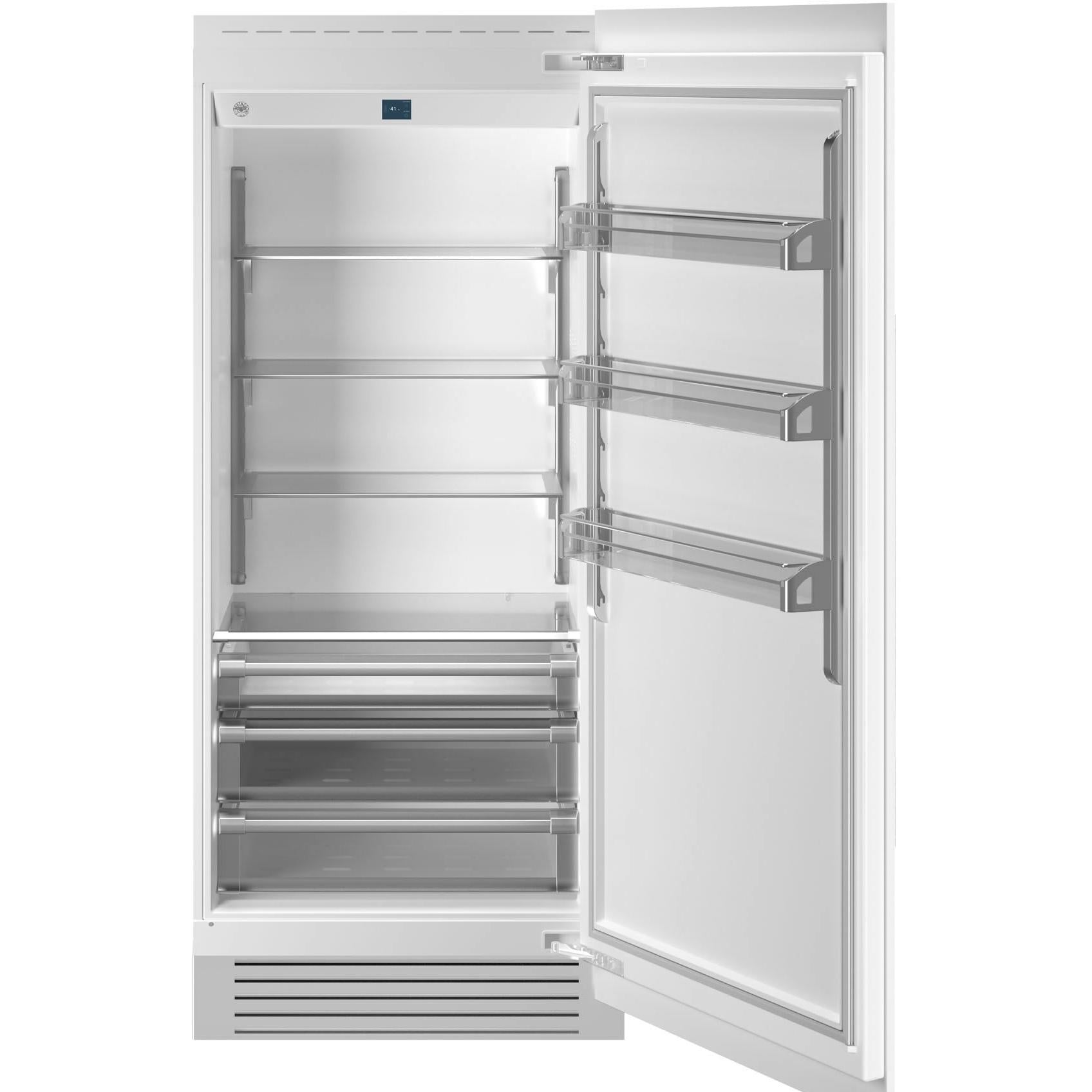 Bertazzoni 36 Inch Built-In All Refrigerator - 21.5 cu.ft Capacity, LED Lighting, Stainless Steel (REF36RCPRR/23) - Perfect for Modern Kitchens and Open-Concept Living Spaces