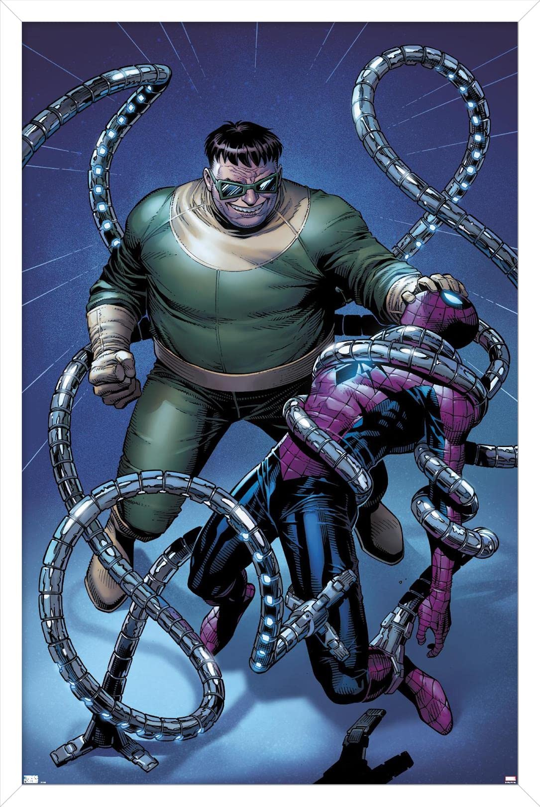 Marvel Comics Spider-Man vs Doctor Octopus The Clone Conspiracy #1 Wall Art Poster - 22.4 x 14.7 Inches White Framed Decor for Comic Book Fans, Home Theater, Game Room & Office Display