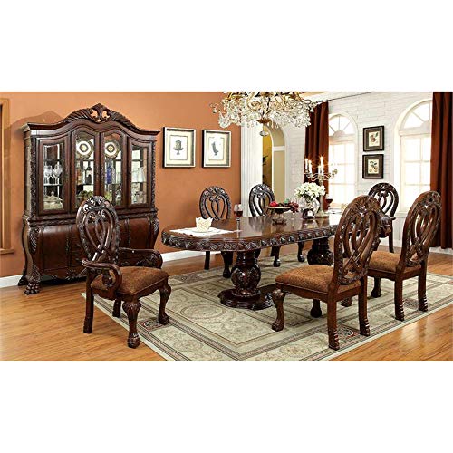 Furniture of America Madison Traditional Cherry Wood Extendable Dining Table - Perfect for Family Gatherings & Dinner Parties