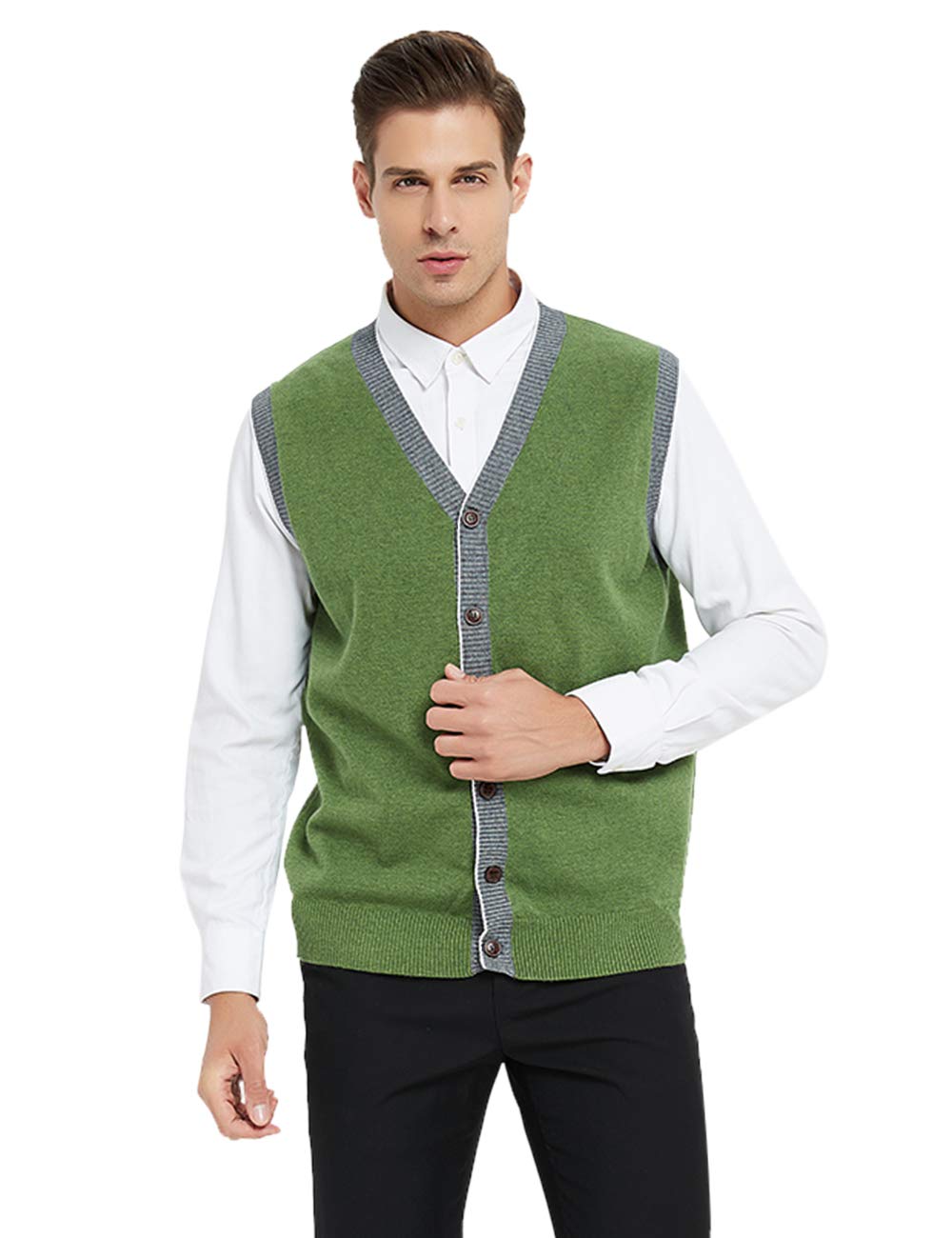 TopTie Men's Slim Fit Stylish Button Down Knitted Cardigan Vest - Casual Winter Layering for Office & Date Night Outfits