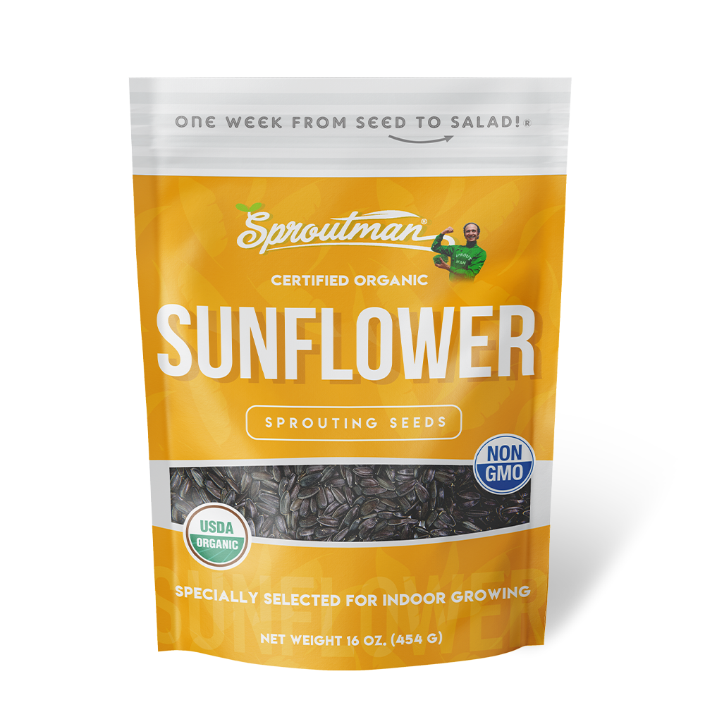 Sproutman® Organic Sunflower Sprouting Seeds - 16 oz | Non-GMO, High Germination Rate | Perfect for Salads, Sandwiches & Healthy Snacks