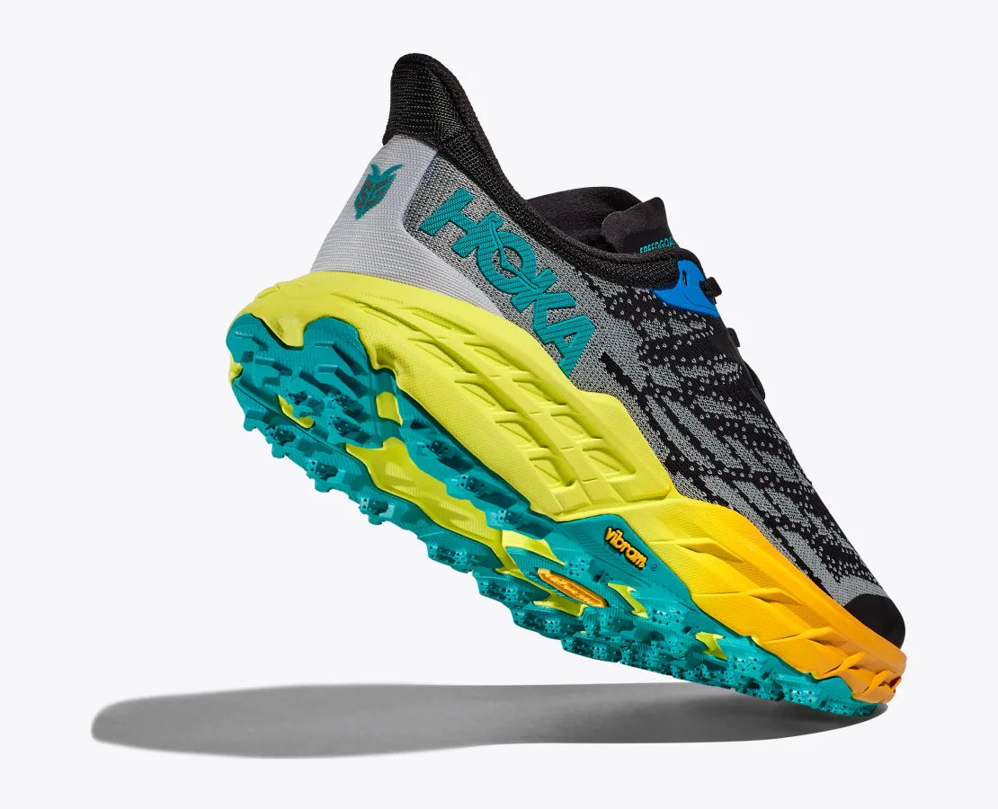 HOKA Men's Speedgoat 5 Trail Running Shoes - Black & Evening Primrose | Lightweight Cushioned for Hiking & Outdoor Adventures
