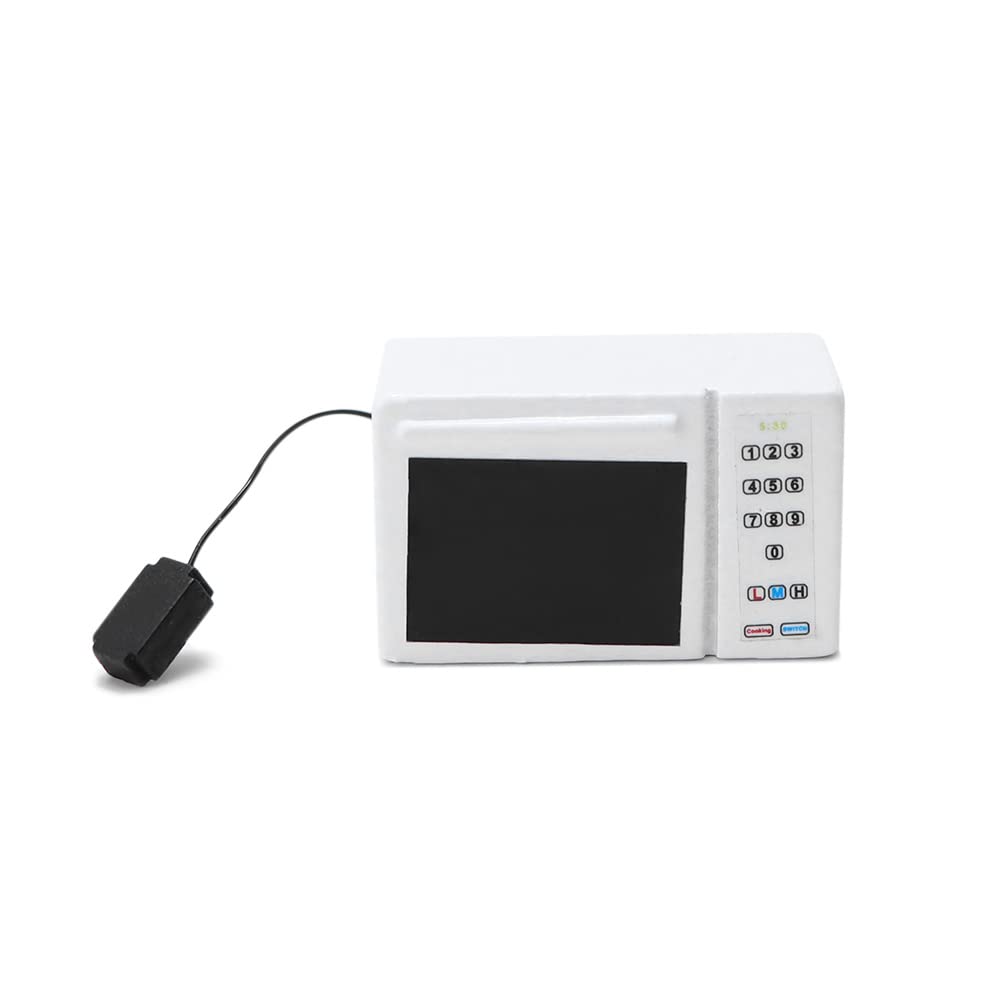1:12 Scale Miniature Microwave Oven - High Simulation Dollhouse Kitchen Accessories, White & Black - Perfect for Dollhouse Decor, Miniature Kitchen Scenes, and Model House Displays
