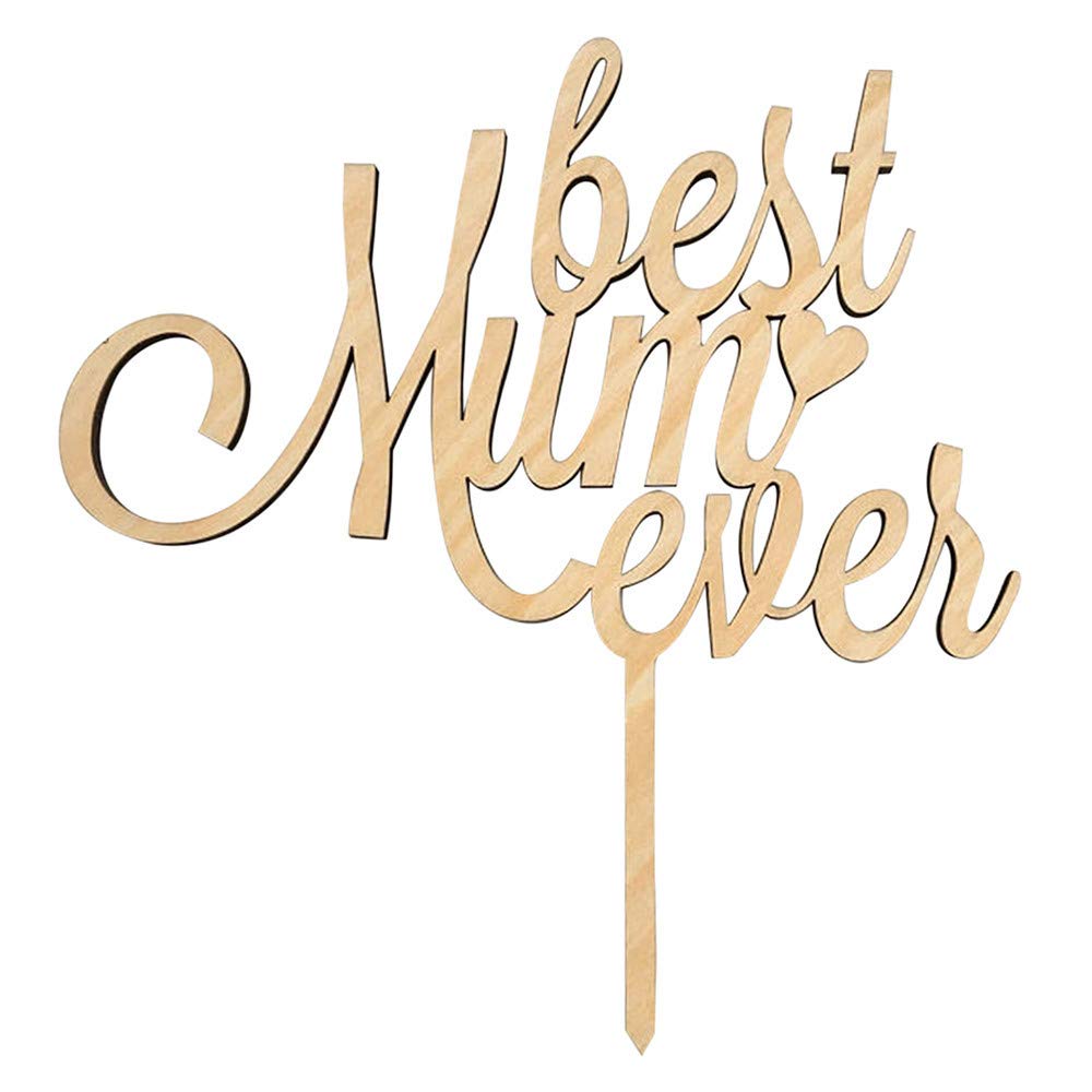 Mini Wooden Cake Toppers for Mother's Day - Small Decorative Sticks for Cakes, Cupcakes & Home Decor - Perfect for Birthday Parties, Baby Showers & Wedding Celebrations