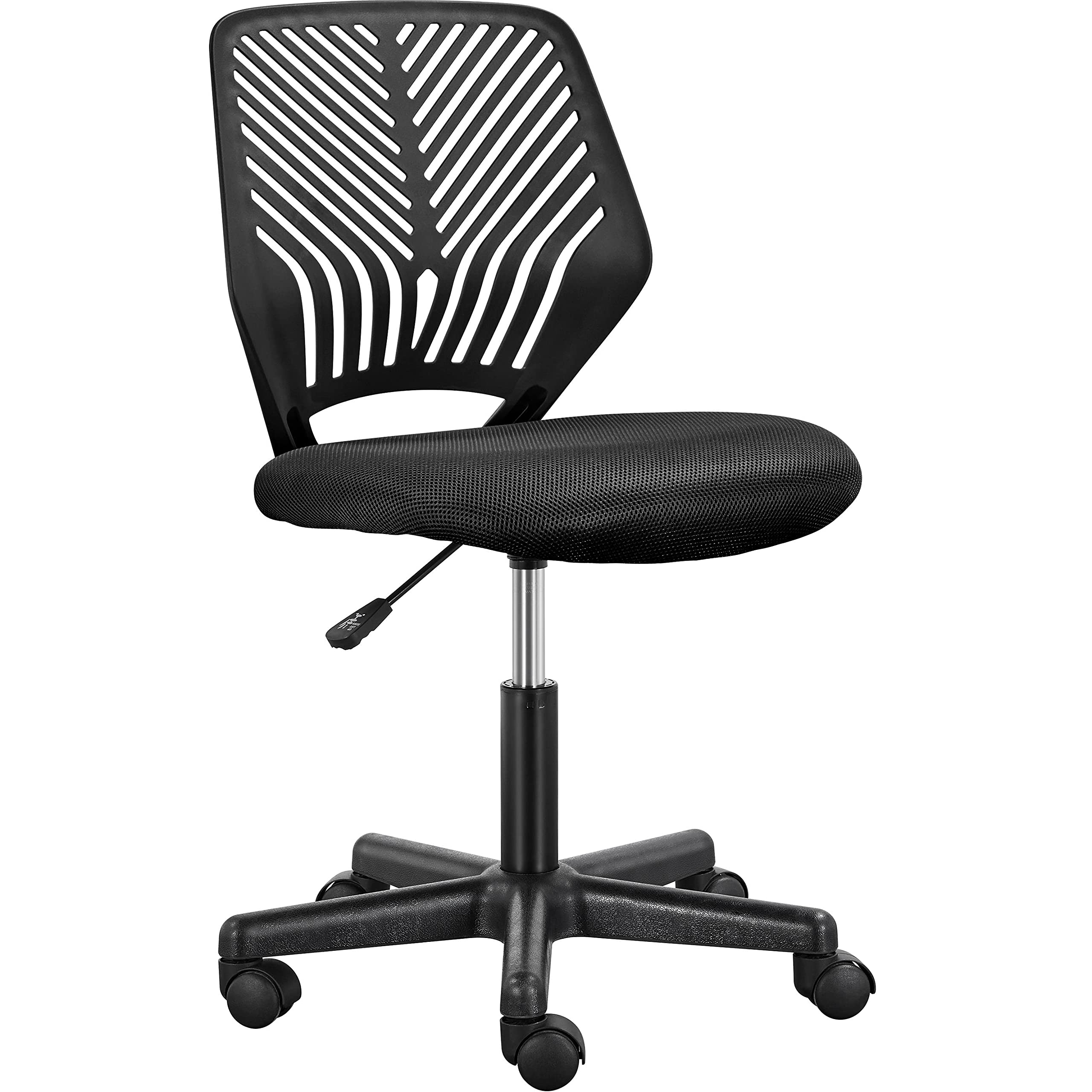 Yaheetech Ergonomic Office Chair - Adjustable Height Swivel Computer Desk Chair, Low Back Armless Study Chair for Home & Student Use, Black - Perfect for Small Spaces & Long Work Sessions
