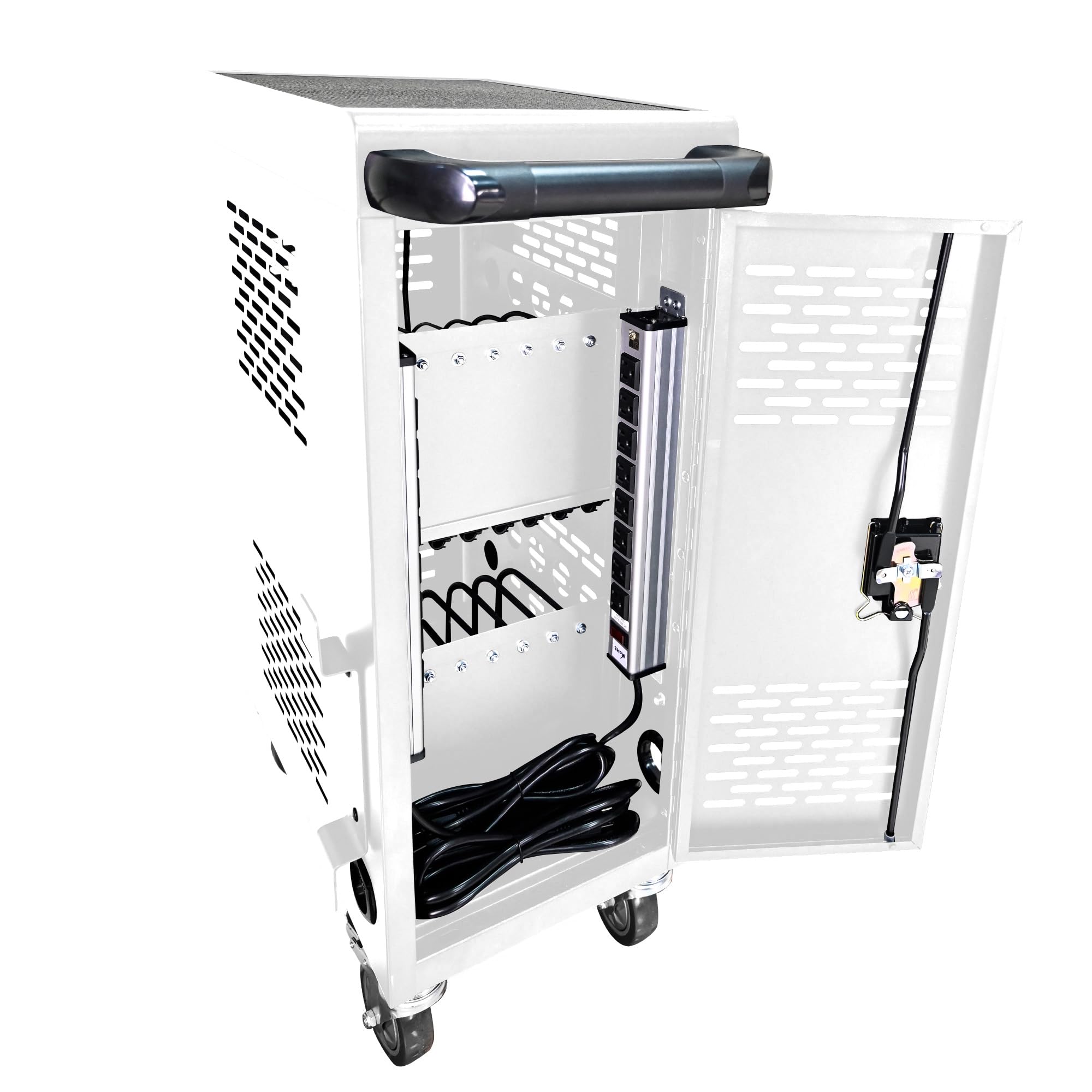 16-Device Mobile Charging Cart for Laptops & Tablets - Universal Charging Station with Cord Organizer for iPad, Chromebook (Up to 16.3-inch Screens) - Perfect for Schools, Offices & Libraries (White)