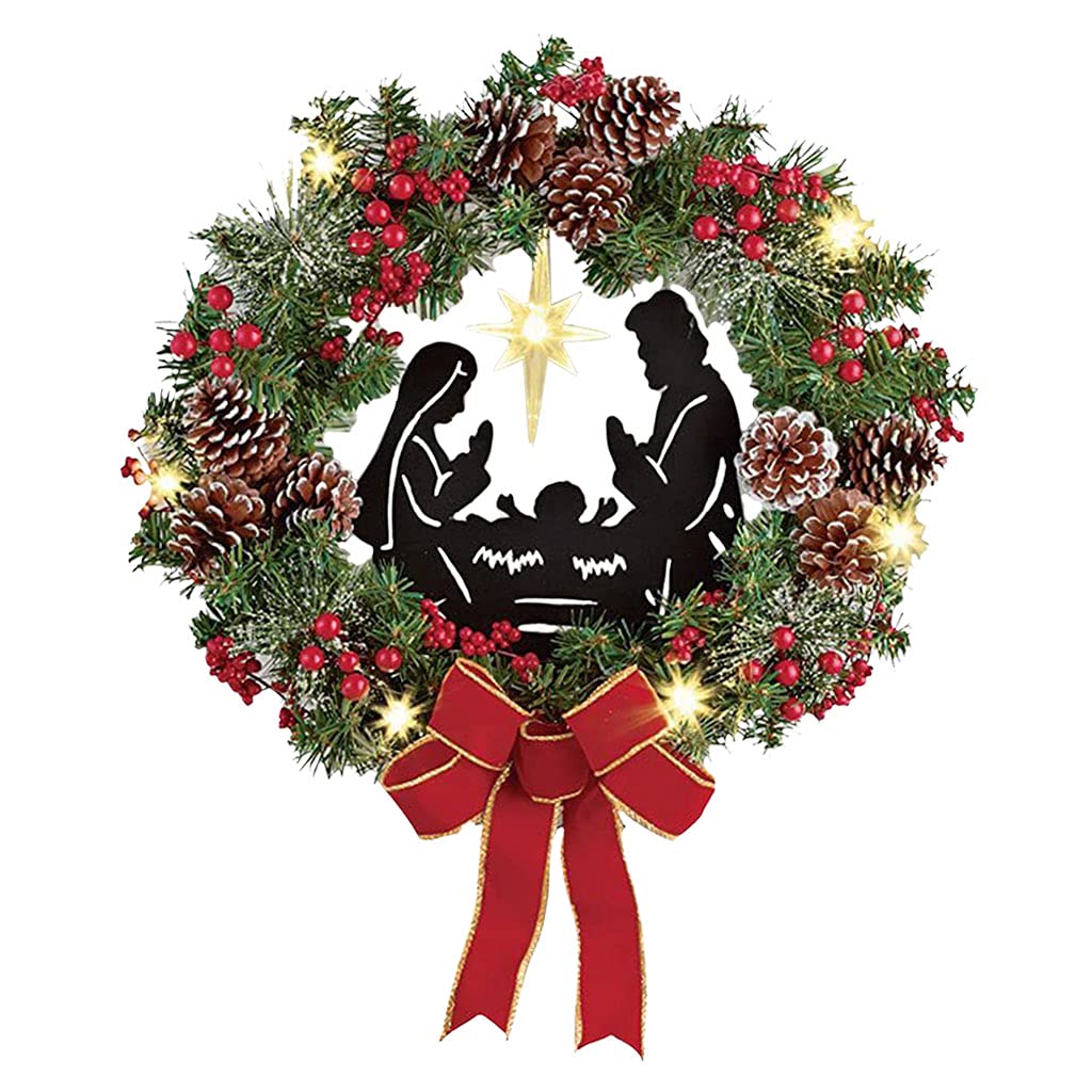 SM SunniMix Christmas Wreath - Acrylic Printed Holiday Garland for Front Door, Wall & Outdoor Decor - Perfect for Christmas, Thanksgiving & Winter Home Decor